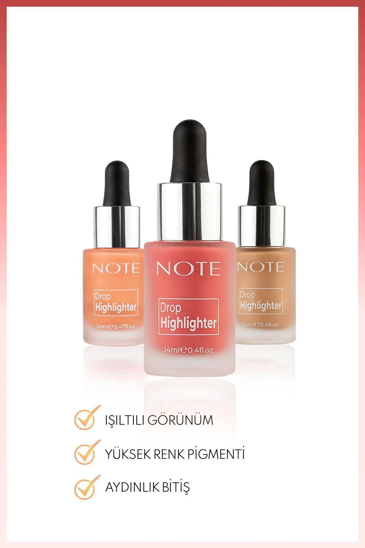 Drop Highlighter Işıltılı Likit Aydınlatıcı - 01 Pearl Rose — صورتی HLGH DROP — تصویر 3 از 6