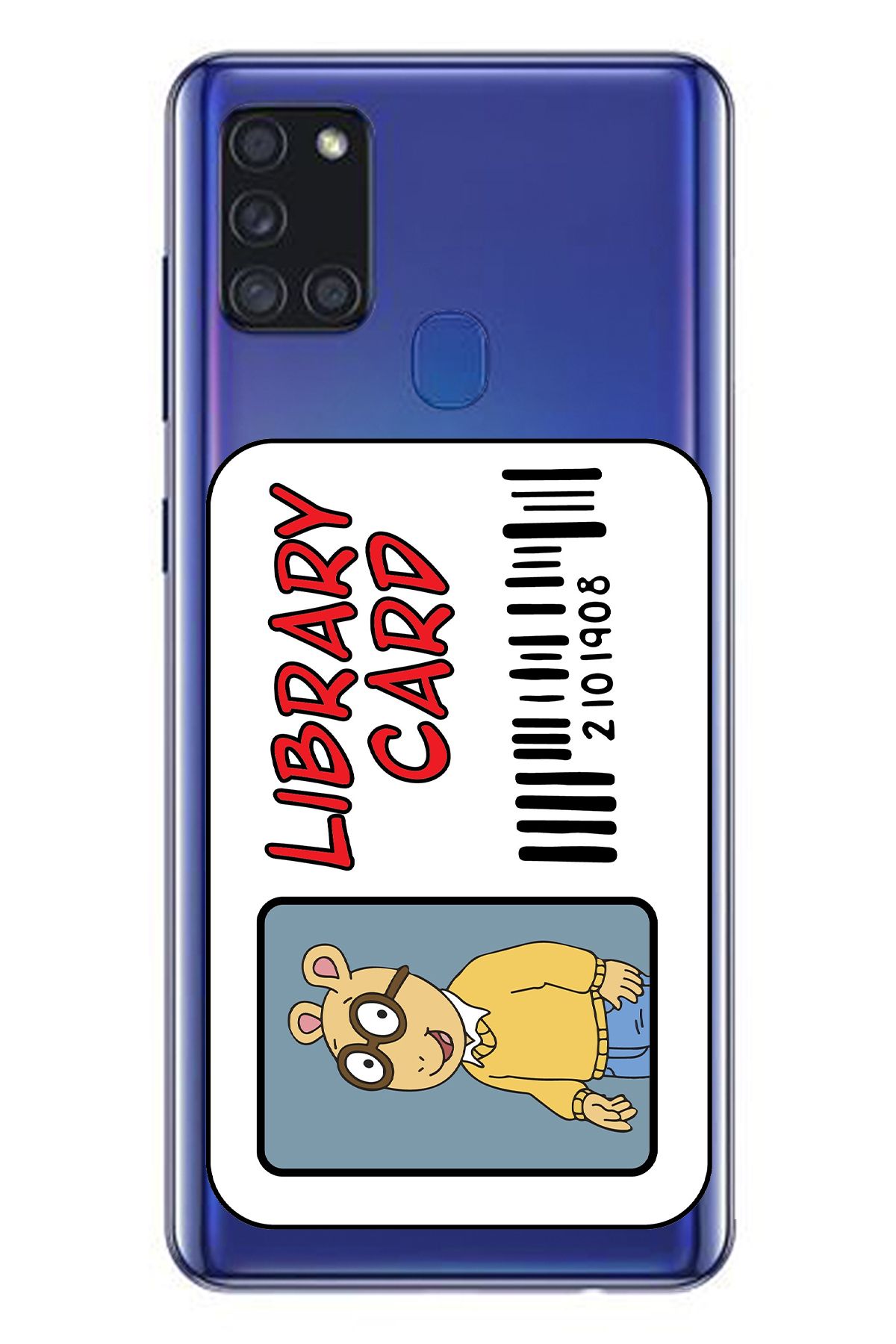WANNA PROTECT Samsung A21S Library Card Desenli Desenli Şeffaf Silikon Telefon Kılıfı