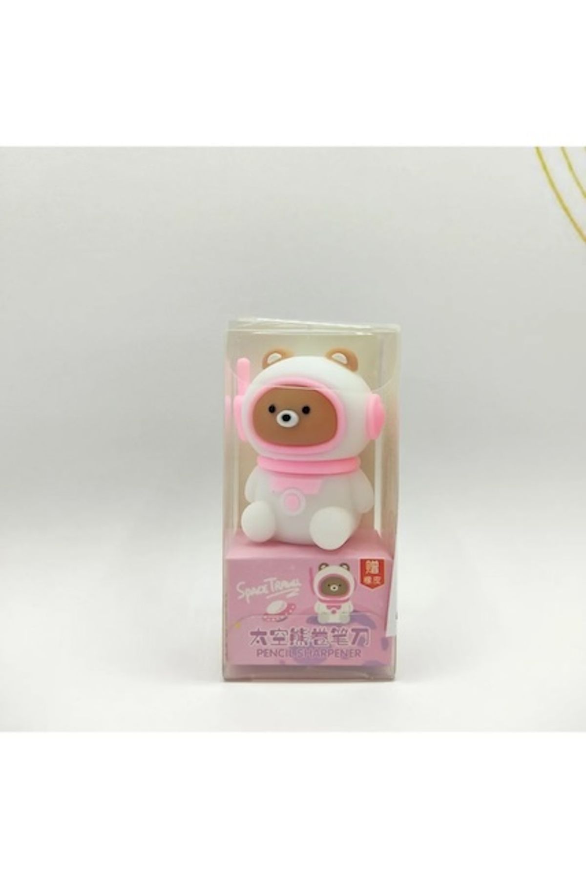 DATA Cute Sevimli Astranot Ayıcık Silgili Kalemtraş 3D Şekilli Silikon Kalemtraş - Pembe