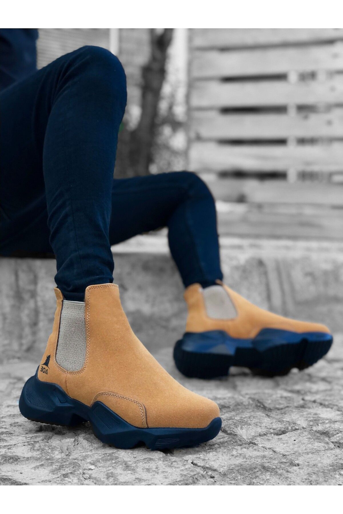 pabucmarketi Lastikli Erkek Spor Bot CAMEL (SİYAH TABAN)