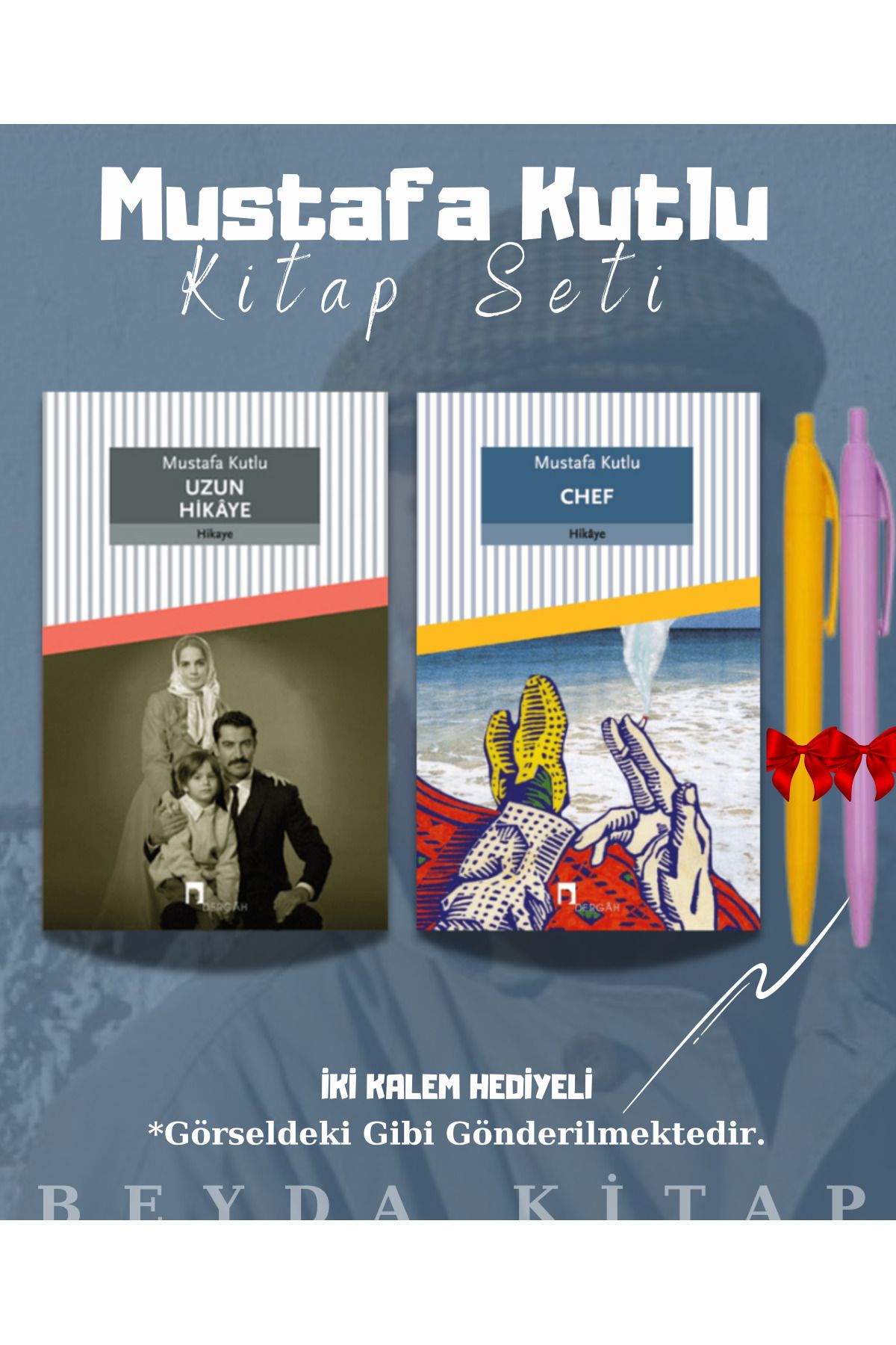 Dergah Yayınları Uzun Hikaye - Chef - Mustafa Kutlu - Kitap Seti - Kalem Hediyeli