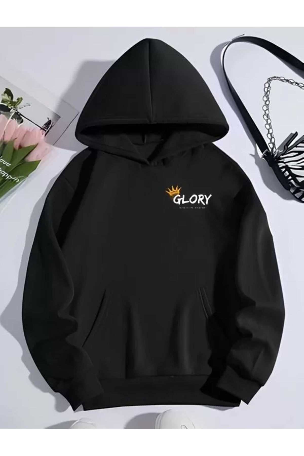 CVS Kışlık Üç İplik Kapüşonlu SweatShirt - Siyah
