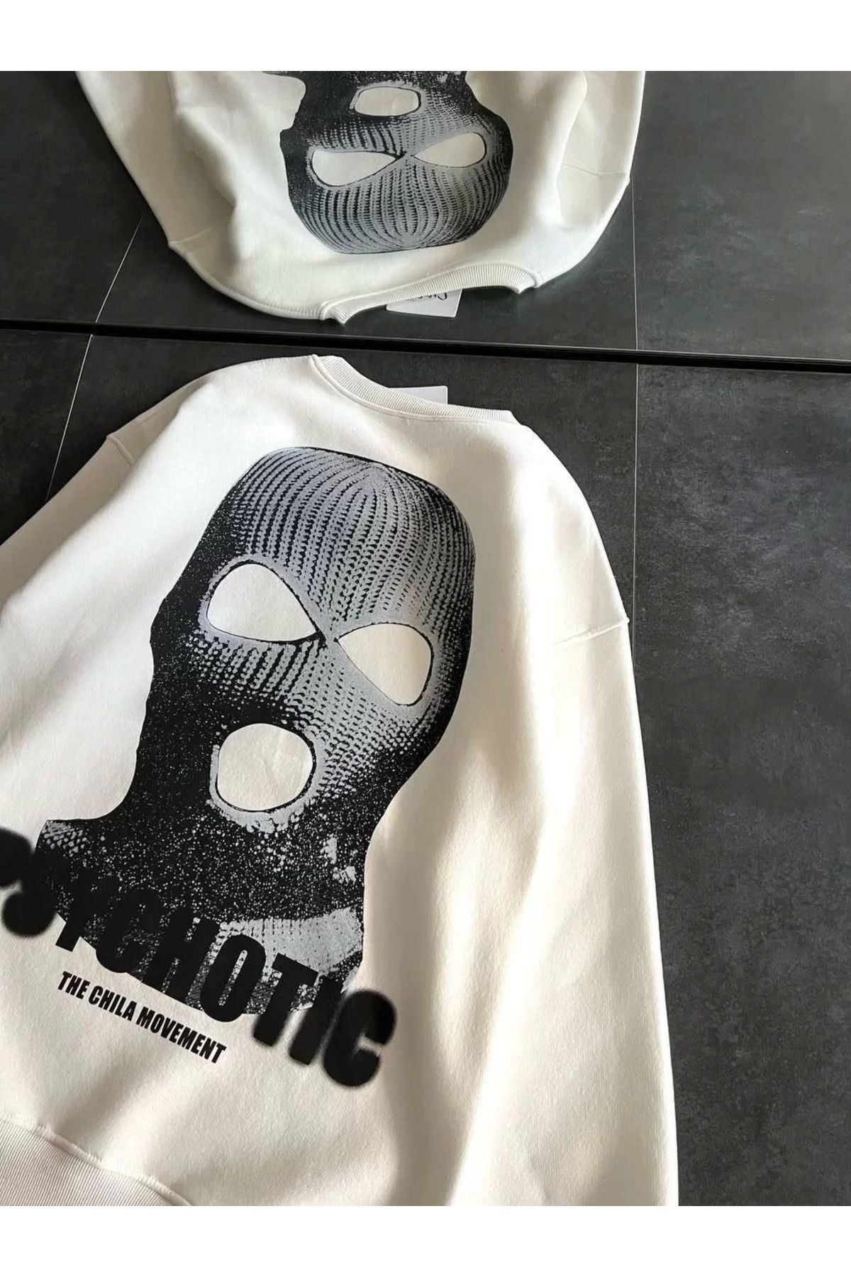 CVS Kışlık Bisiklet Yaka Baskılı SweatShirt - Beyaz