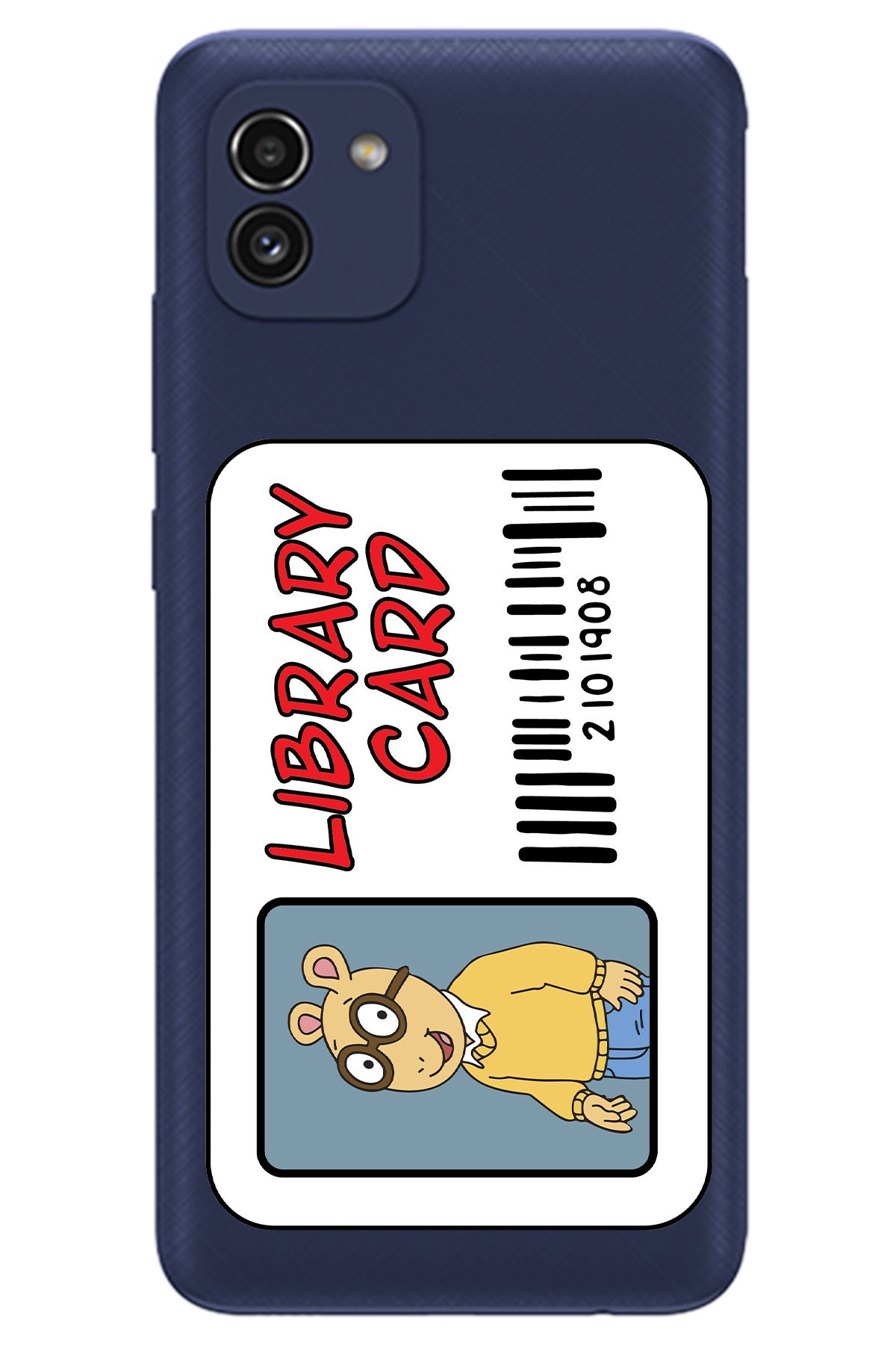 WANNA PROTECT Samsung A03 Şeffaf Library Card Desenli Silikon Telefon Kılıfı