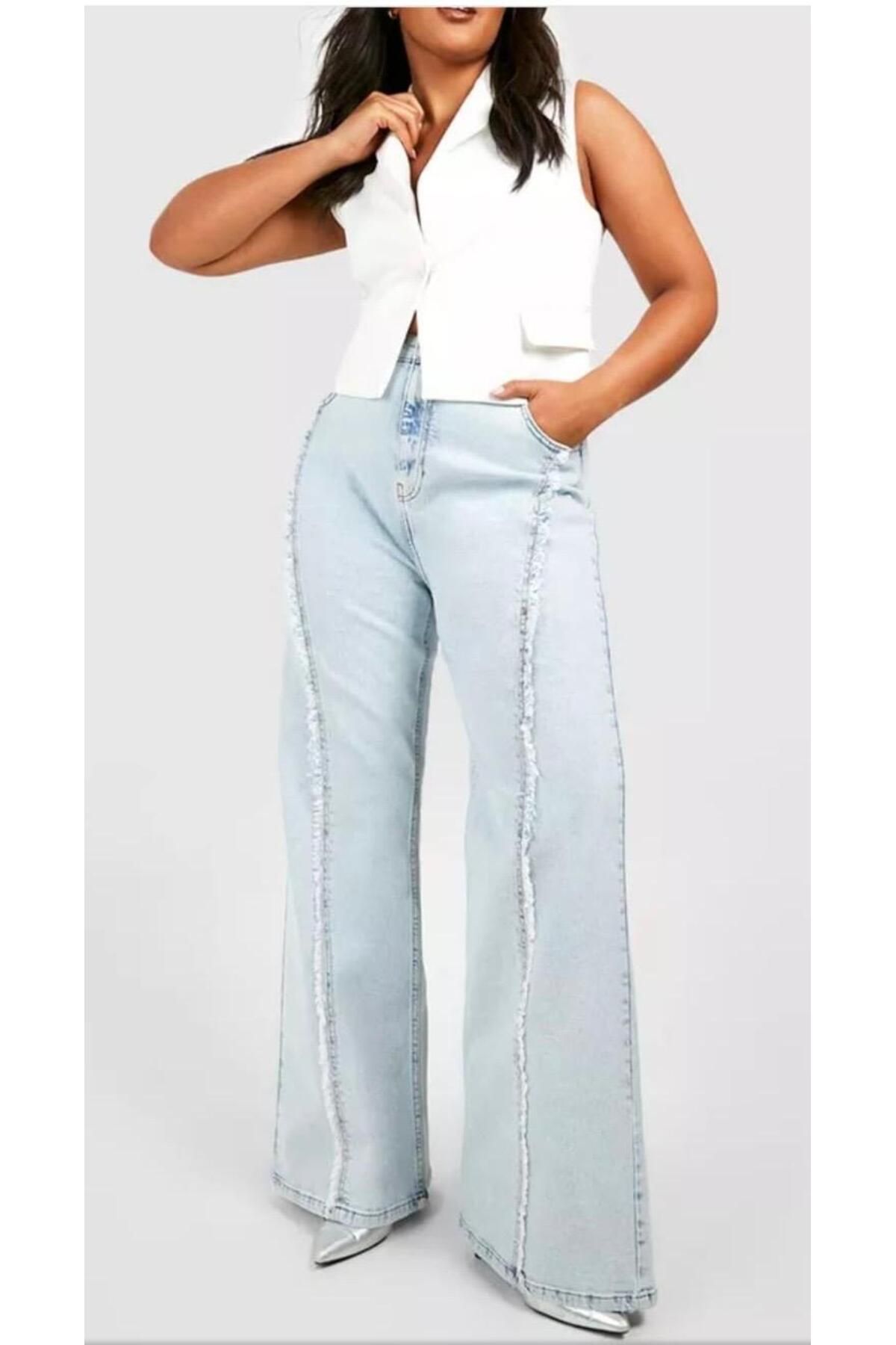 Shop Kafka BÜYÜK BEDEN ÇIMALI JEAN (KOT) PANTOLON AÇIK MAVİ