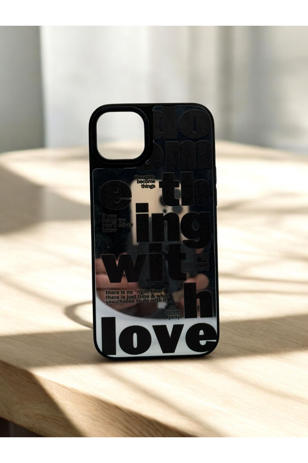 DUBİGOLD İPHONE 14 PLUS UYUMLU WİTH LOVE AYNALI TELEFON KILIFI