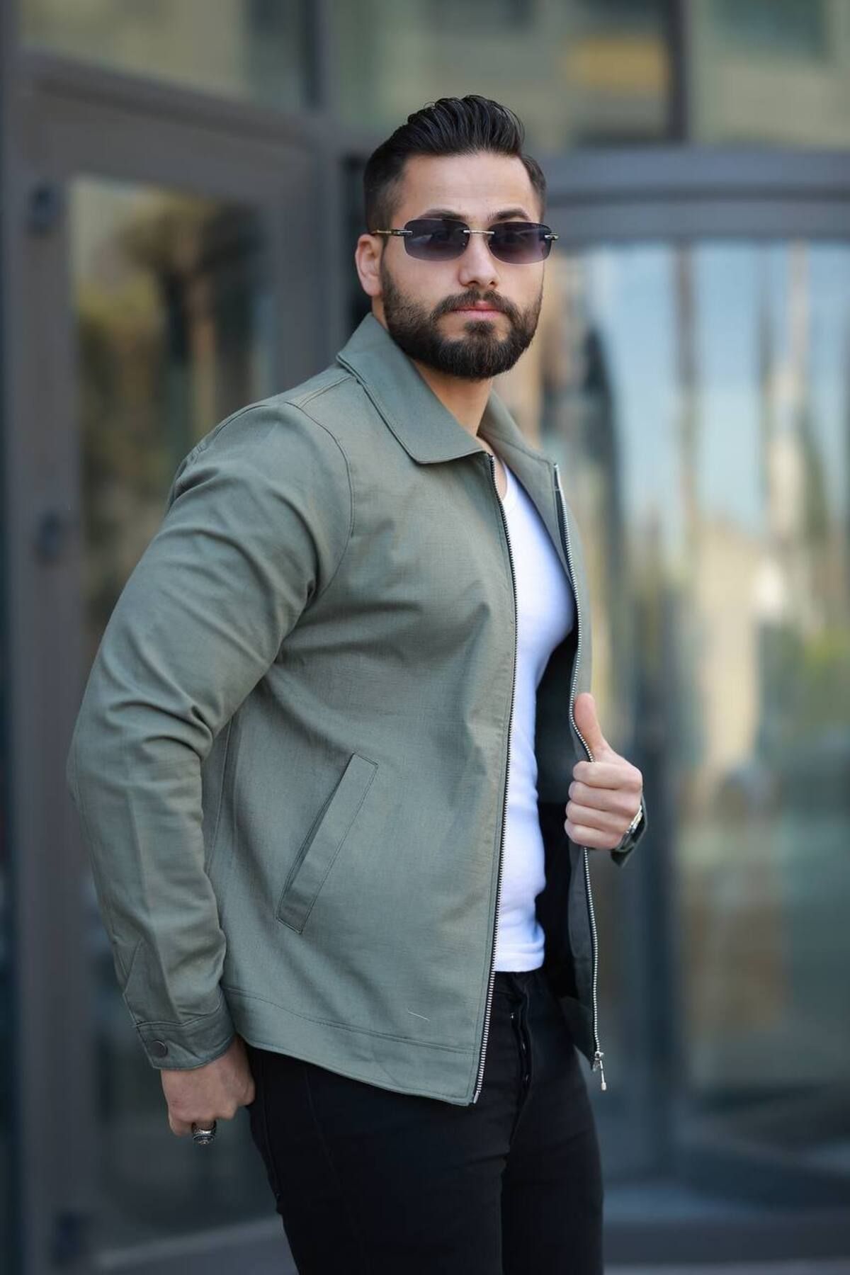 LUMAST Yeni Sezon Erkek Premium Yazlık/Baharlık Keten Polo Yakalı İnce Ceket