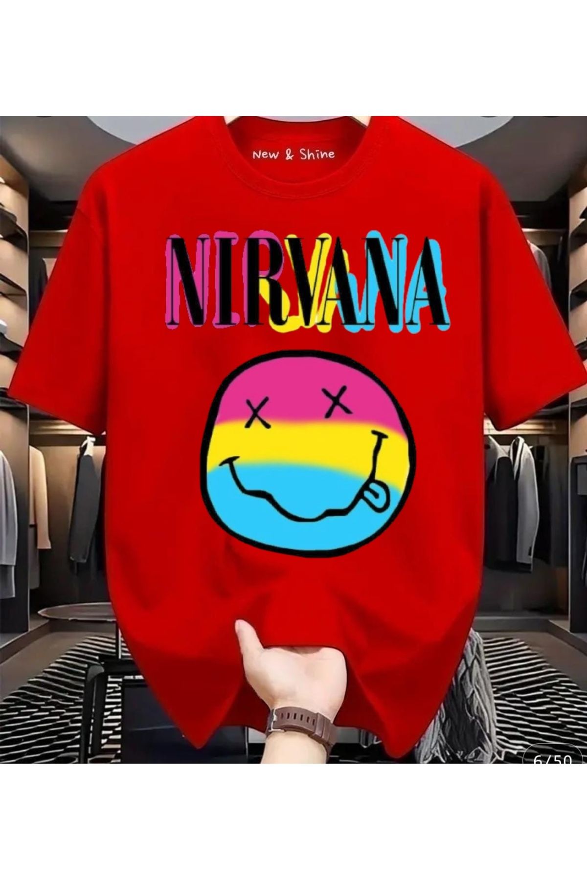 New Shine Nirvana Baskılı Oversize T-Shirt