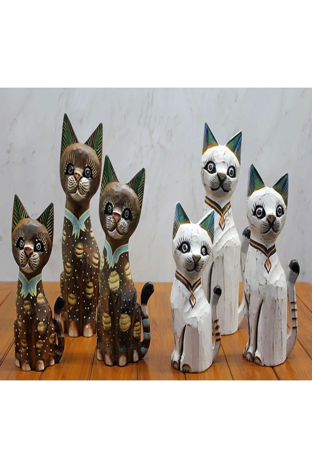 YNT İthalat Ahşap 3'lü 50 Cm Kedi Seti 3sutama-2