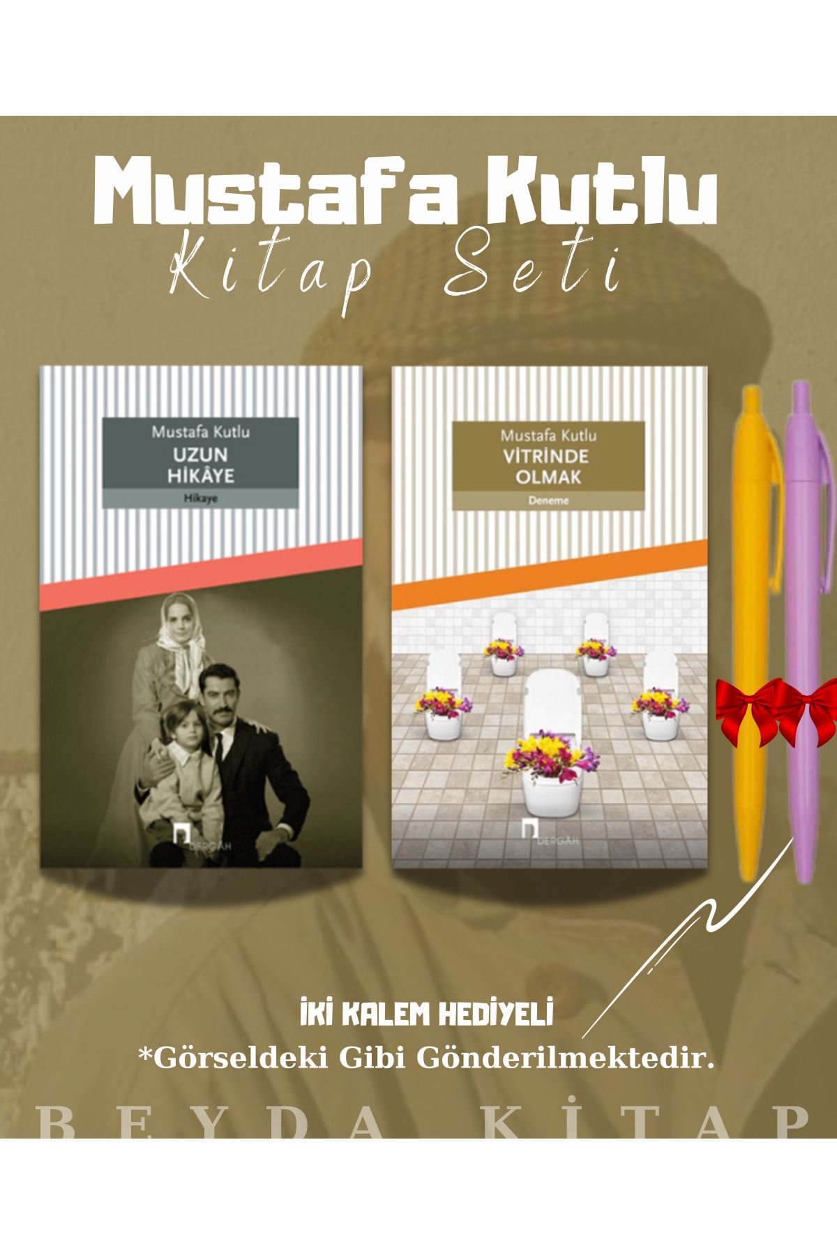 Dergah Yayınları Uzun Hikaye - Vitrinde Olmak - Mustafa Kutlu - Kitap Seti - Kalem Hediyeli