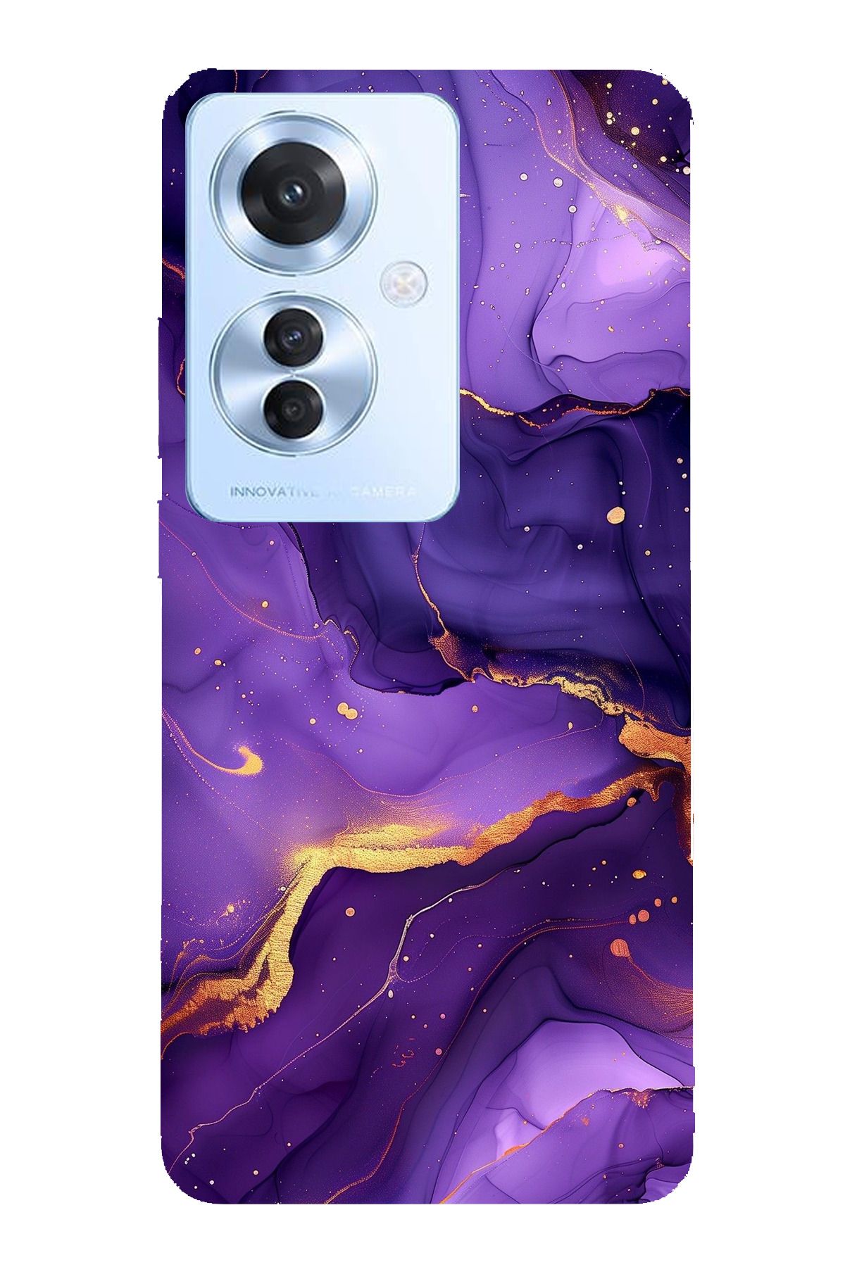 TechTree Oppo Reno 11F 5G Uyumlu Ametist Taşı Mor Mermer Şeffaf Silikon Kılıf