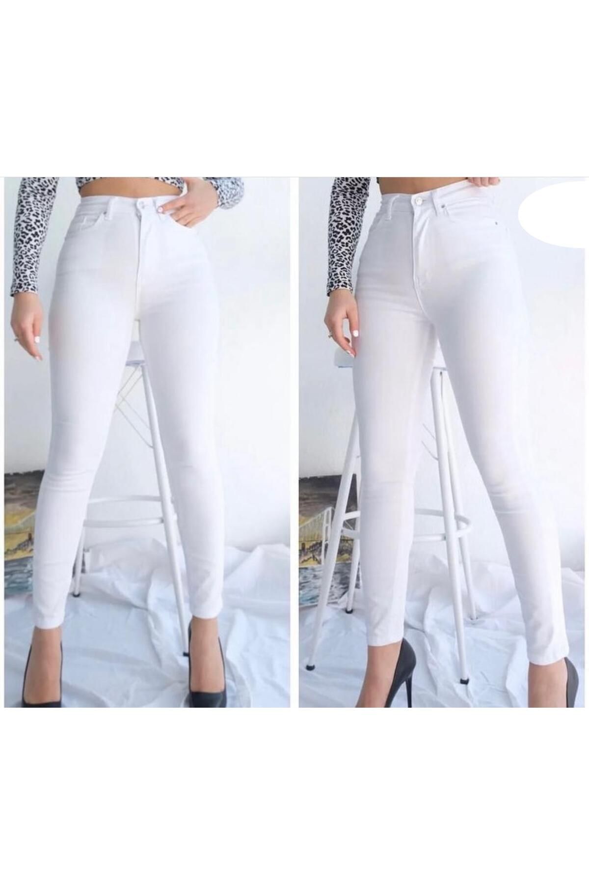AsiaLife BEYAZ FULL LİKRALI SKINNY JEANS