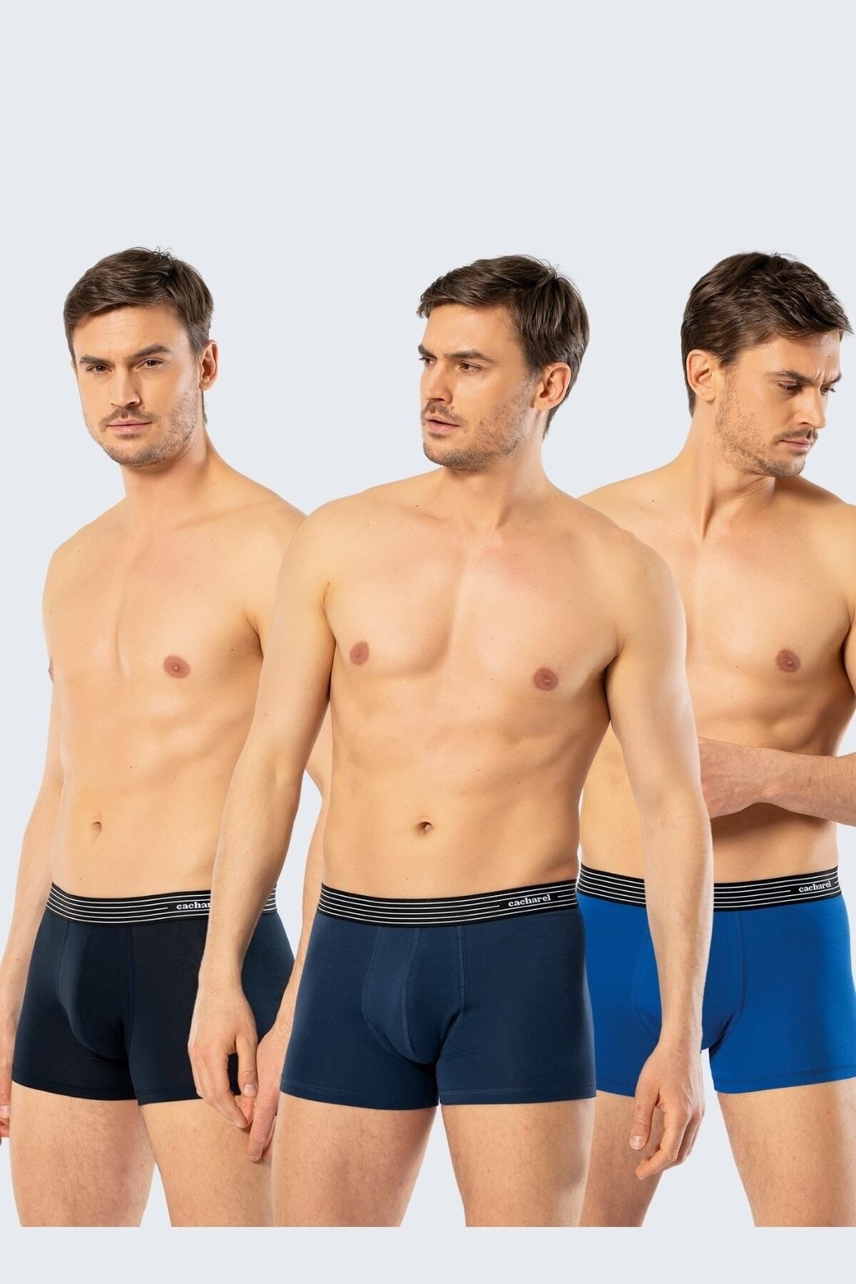 Cacharel 3 Adet Pamuklu Likralı Erkek Boxer Pamuk Likralı