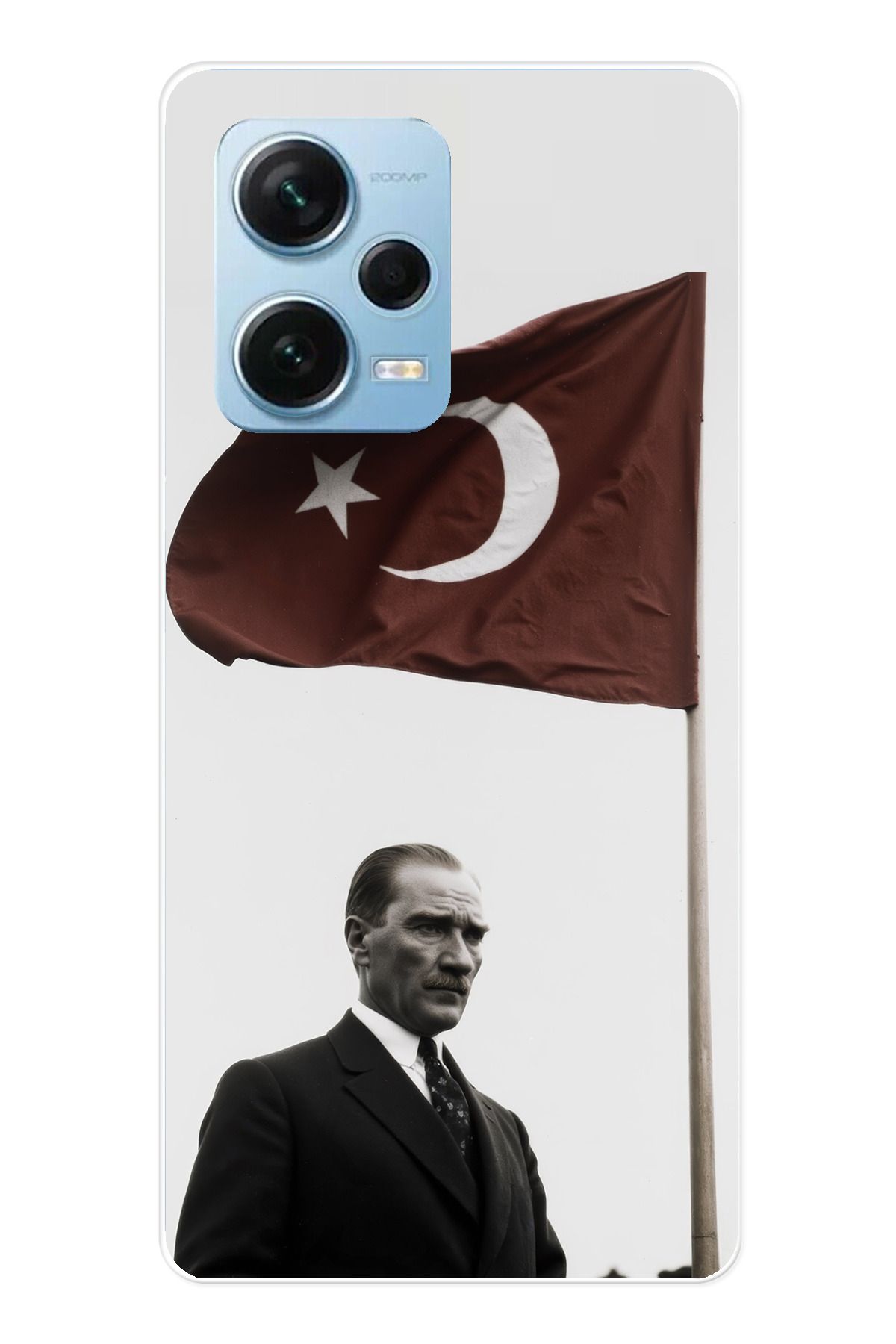 TechTree Redmi Note 12 PRO 5G Uyumlu Atatürk Bayrak Şeffaf Silikon Kılıf