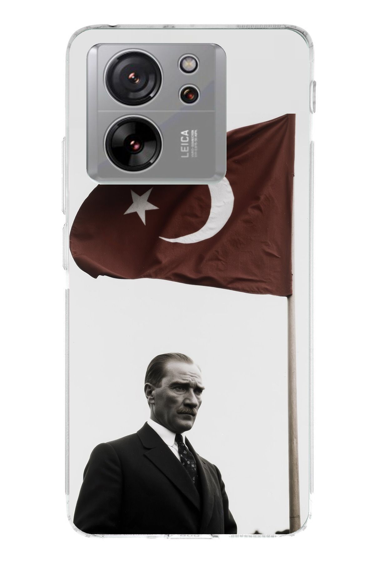 TechTree Mi 13T / 13T PRO Uyum Atatürk Bayrak Şeffaf Silikon Kılıf