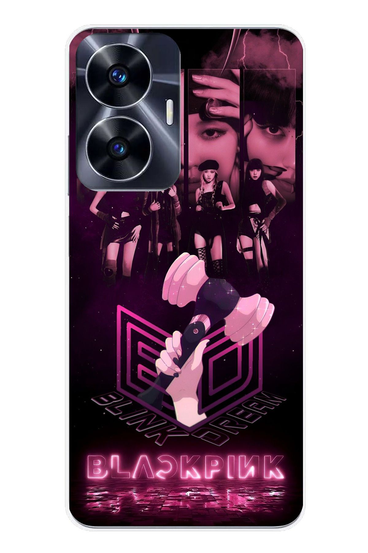 TechTree Realme C55 Uyumlu Blackpink Poster Şeffaf Silikon Kılıf