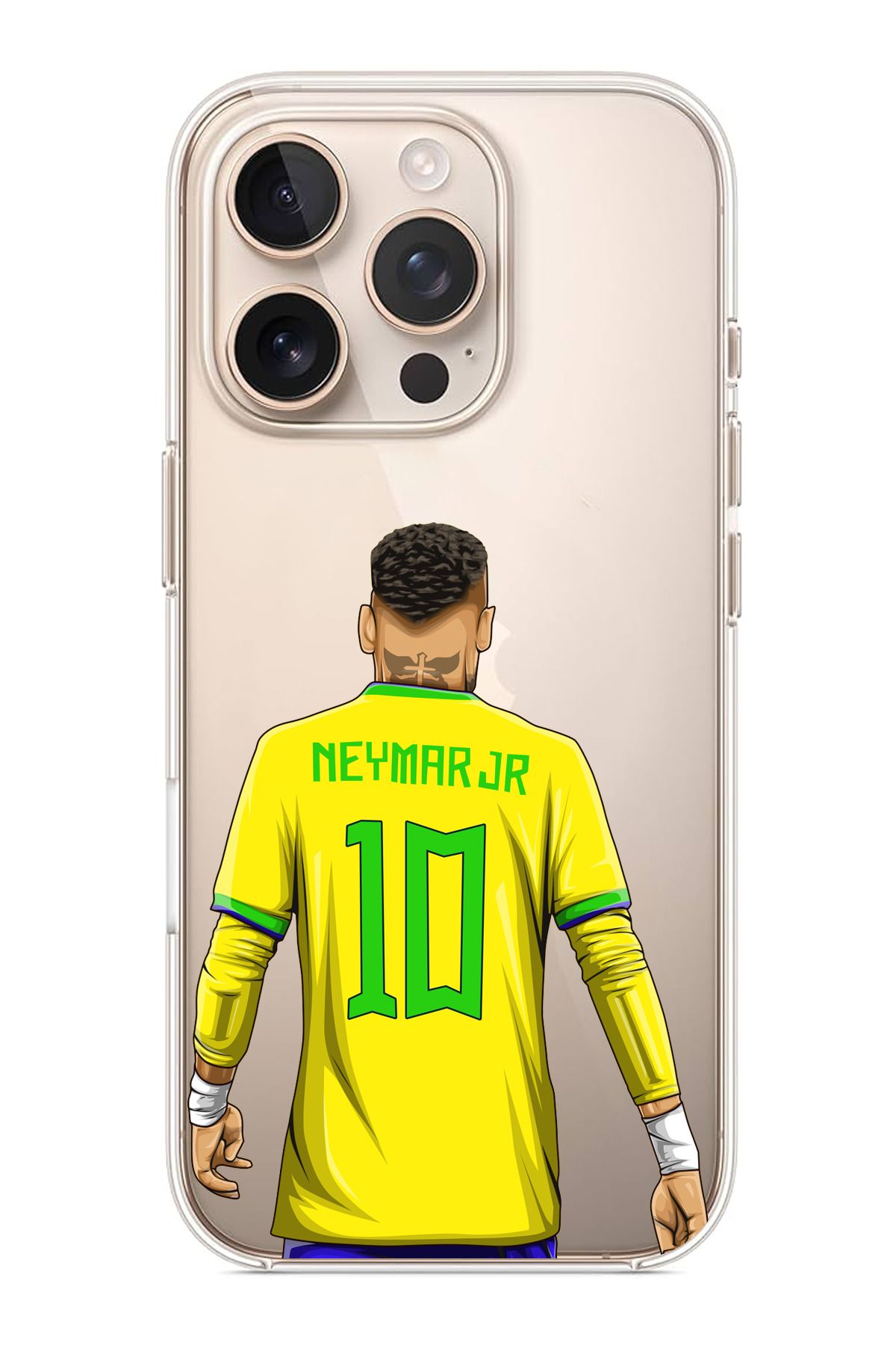 TechTree iPhone 16 Pro Max Uyumlu Neymar Minimal Forma Şeffaf Silikon Kılıf