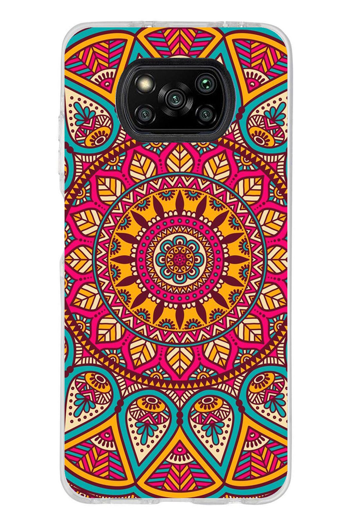 TechTree Poco X3 / NFC / PRO Uyumlu Mandala Şeffaf Silikon Kılıf