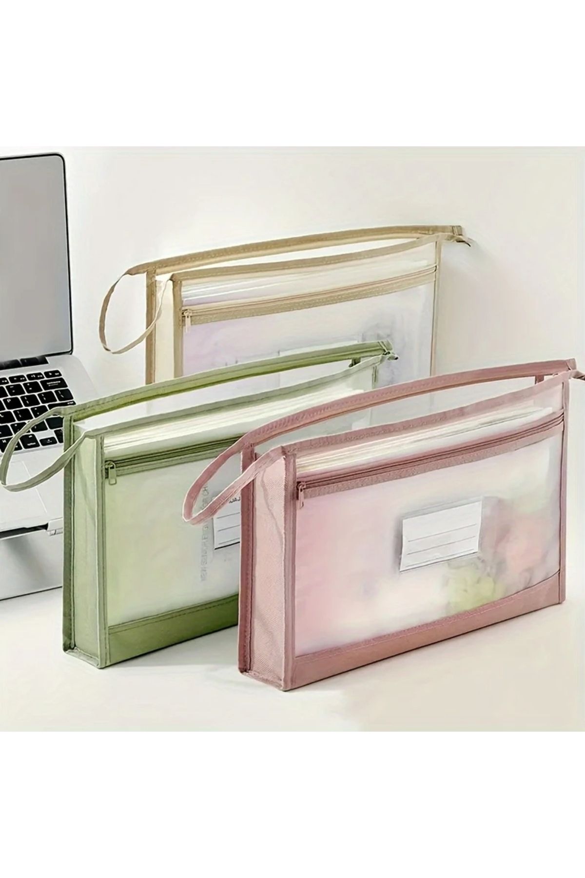 GlassySKY-Double Layer Zippered Transparent Mesh Storage Bag,School Office Work Organizer Briefcase 6