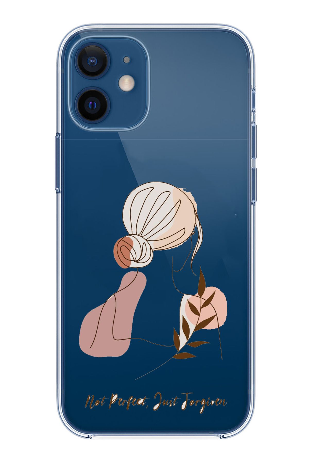 TechTree iPhone 12 Mini Uyumlu Not Perfect Just Forgiven Tasarımlı Şeffaf Silikon Kılıf