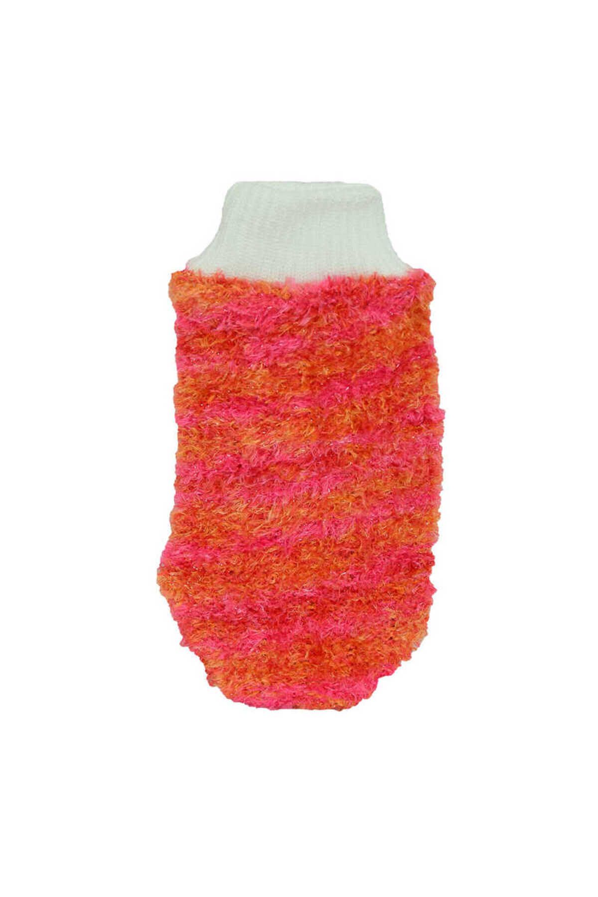 TimeStart Lastikli El Geçmeli Yumuşak Eldiven Banyo Lifi Pembe-Turuncu 20x10 Cm