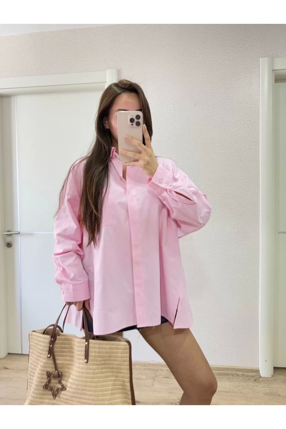 CVS Kadın Yakalı Yandan Yırtmaçlı Gömlek - Pembe