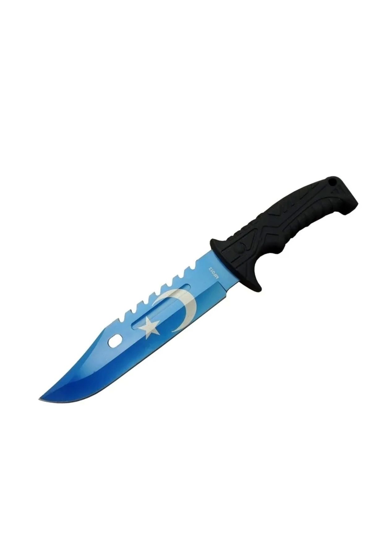 YNT İthalat Ayyıldız Mf013bl Mavi Av Bıçağı 31cm - Testere Detaylı Bıçak, Kılıflı, Plastik Sap