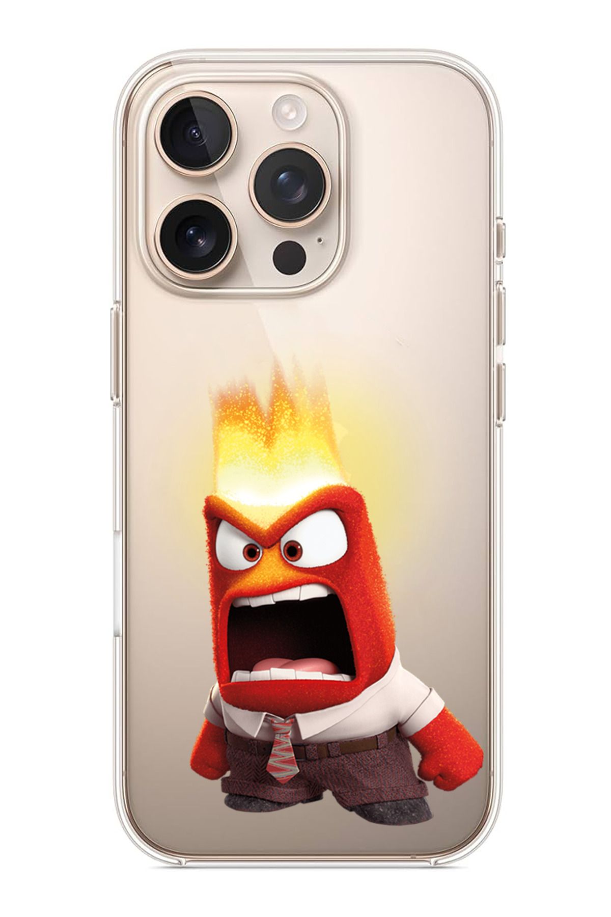 TechTree iPhone 16 Pro Max Uyumlu Ters Yüz Kızgın Anger Tasarımlı Şeffaf Silikon Kılıf