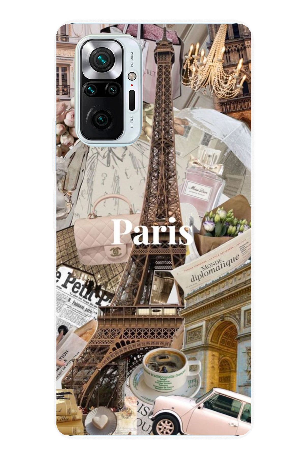 TechTree Redmi Note 10 PRO Uyumlu Paris Kolaj Şeffaf Silikon Kılıf