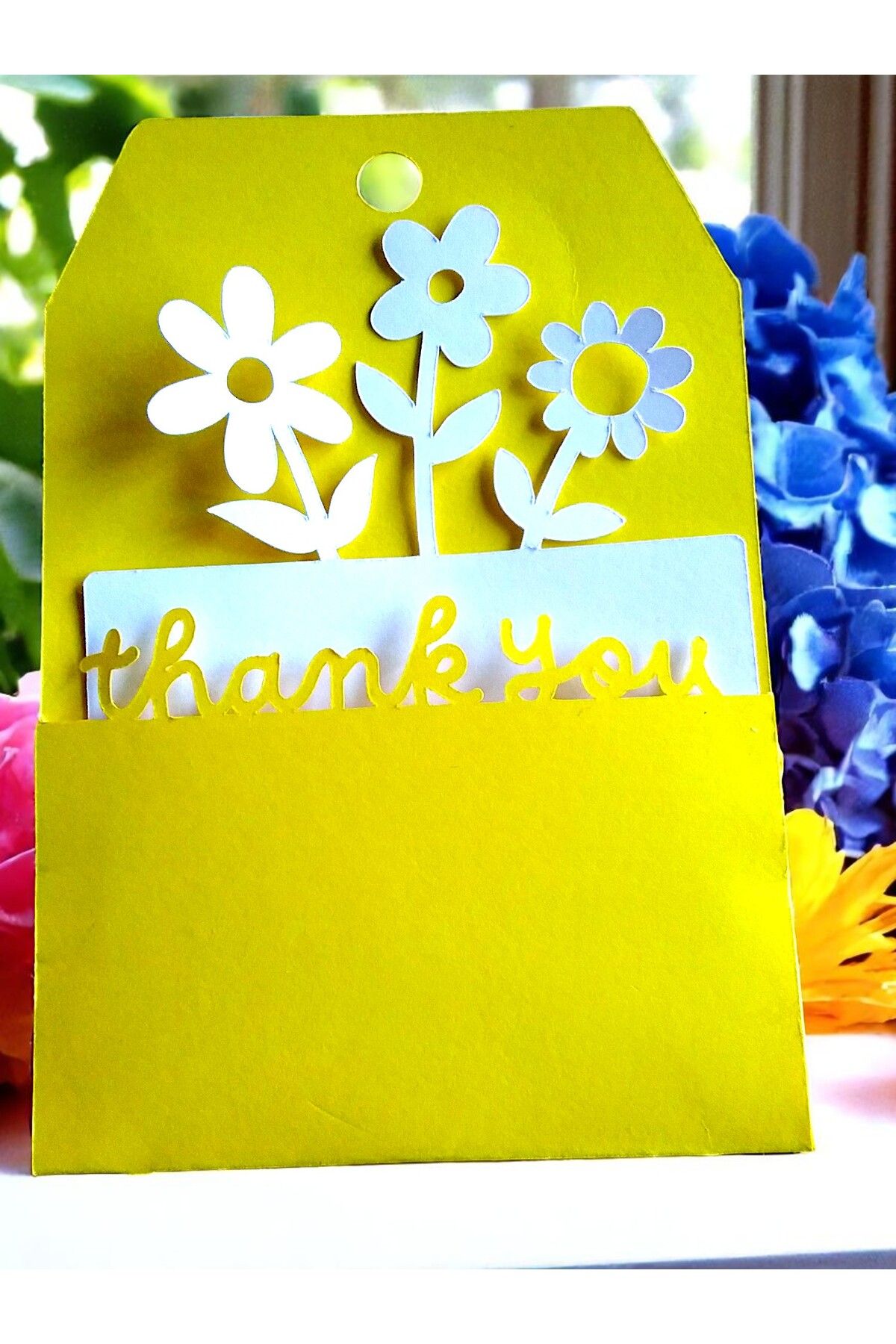 Armada 10 Adet Çiçekli Not Kağıtlı Thank You Yazılı Karton Hediye Etiketi ( 7 cm * 10 cm)