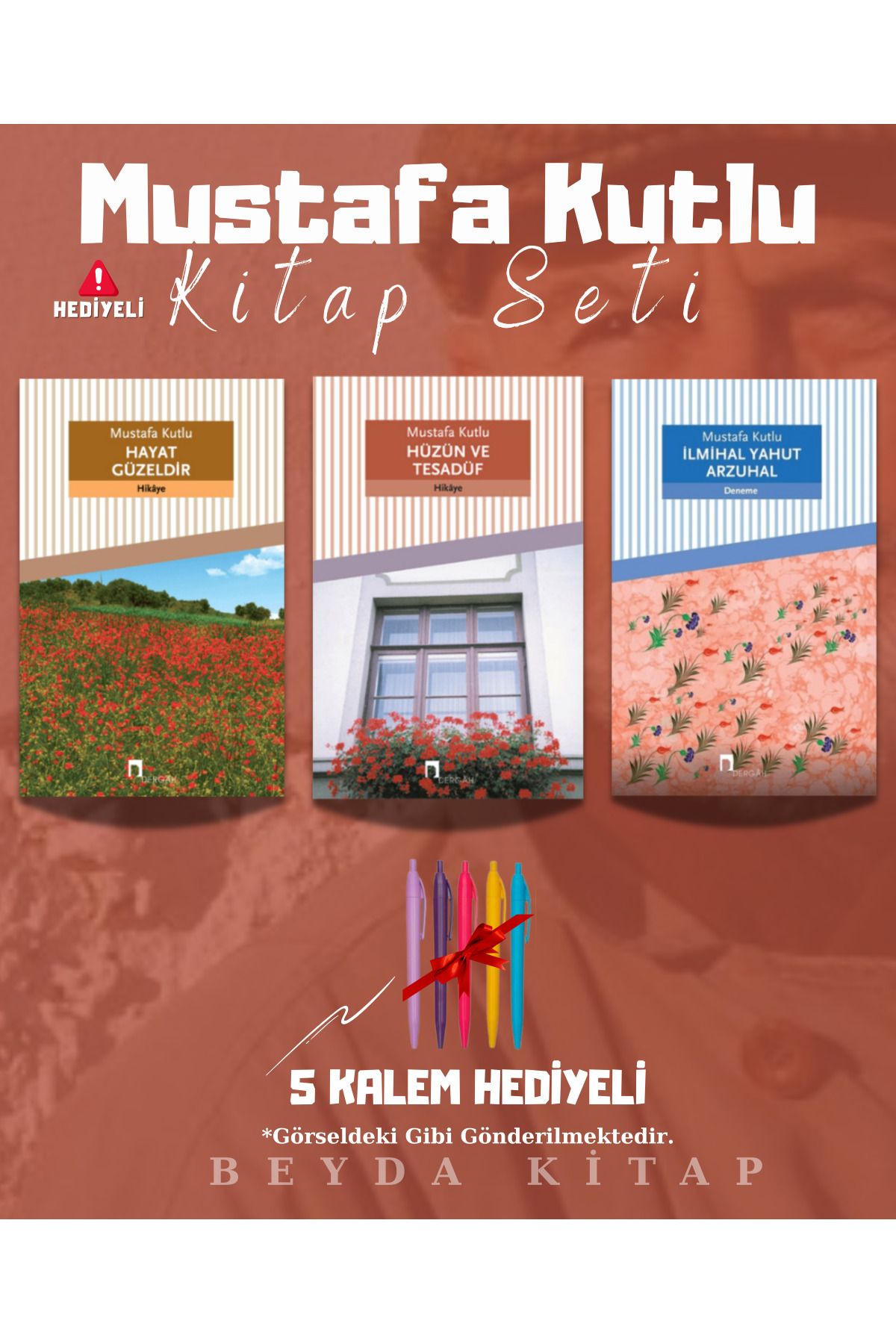 Dergah Yayınları Hayat Güzeldir - Hüzün Tesadüf - İlmihal Aruzal - Mustafa Kutlu - Kitap Seti - Kalem Hediyeli