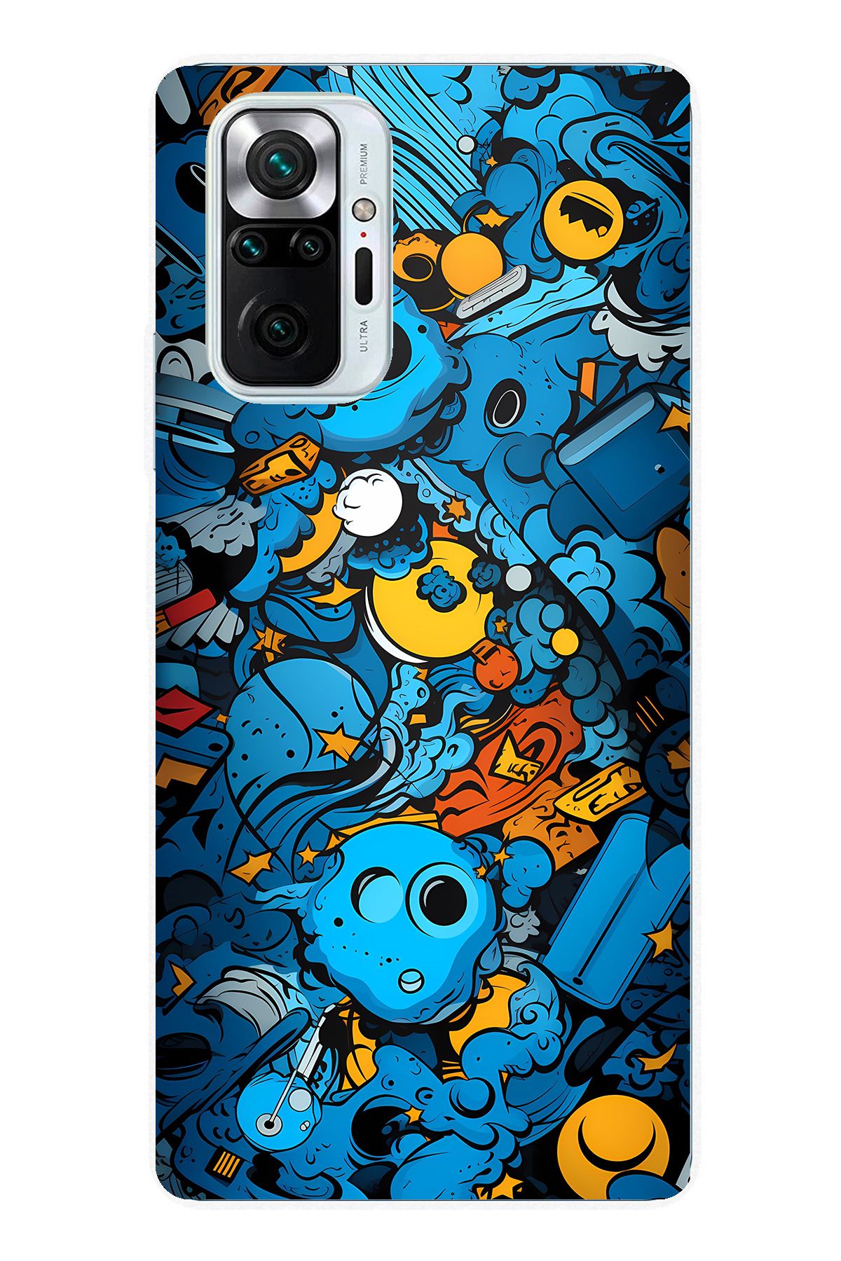 TechTree Redmi Note 10 PRO Uyumlu Mavi Kafatasları Şeffaf Silikon Kılıf