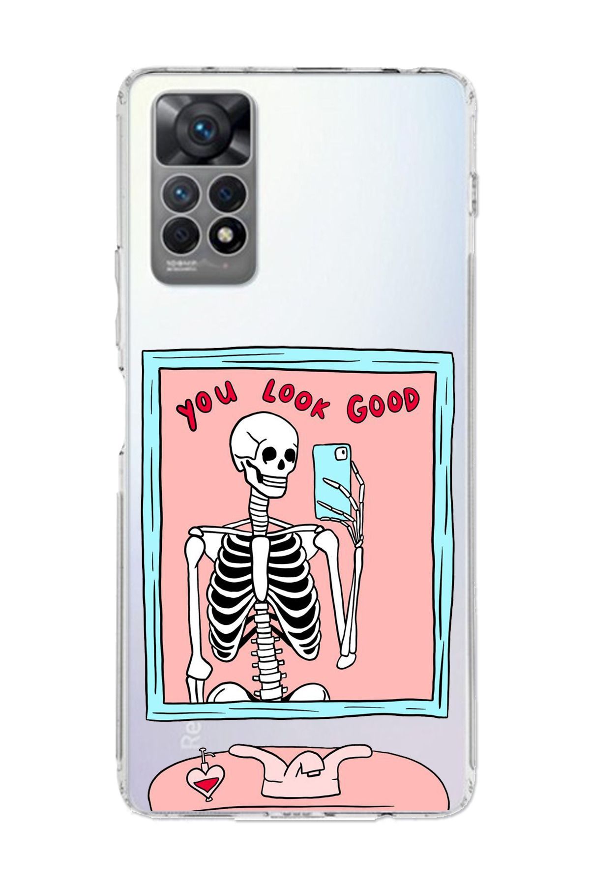 TechTree Redmi Note 12 PRO 4G Uyumlu You Look Good İskelet Tasarımlı Şeffaf Silikon Kılıf