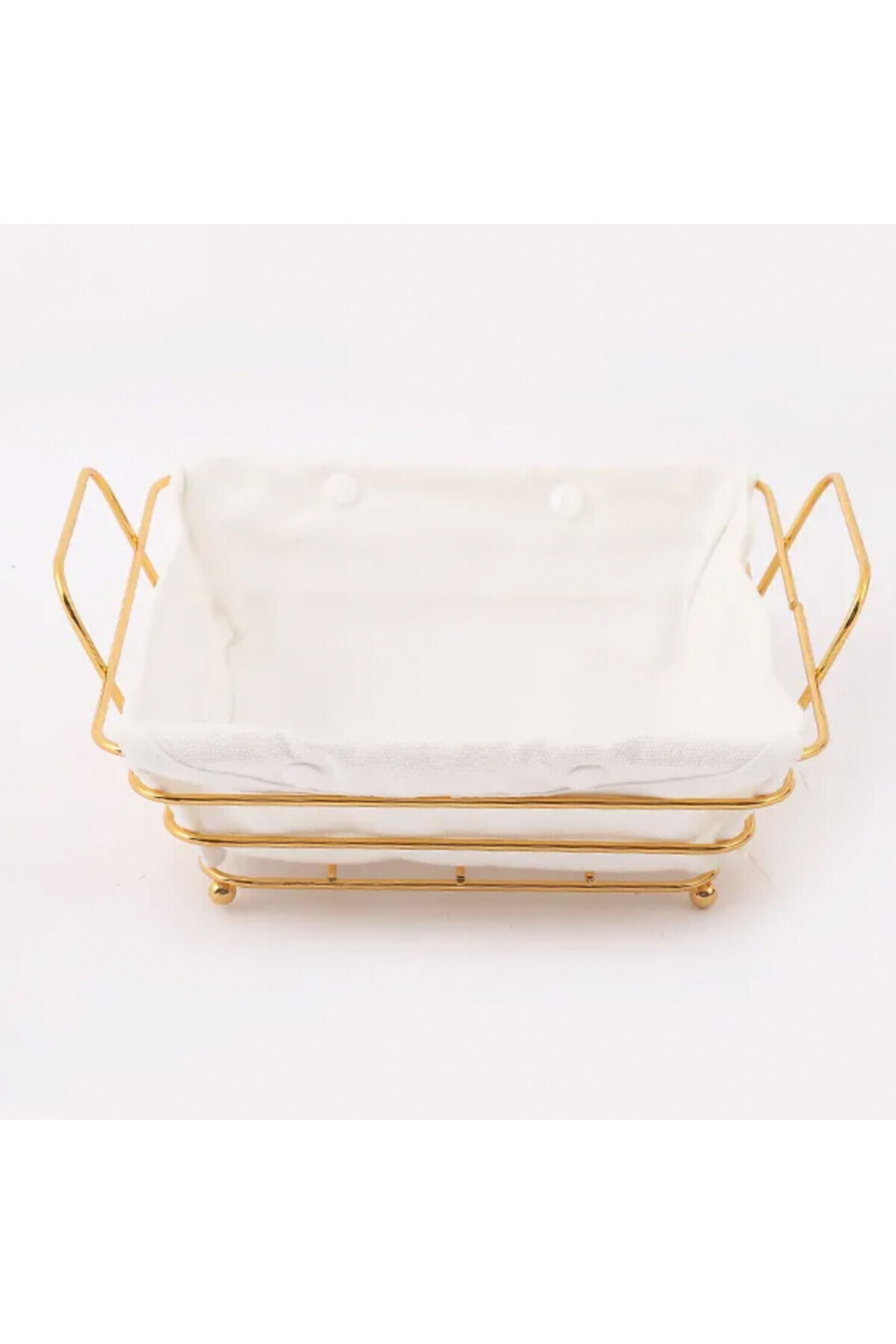 PUFO-Rectangular metal basket kitchen for serving bread, with legs and removable textile cover 2