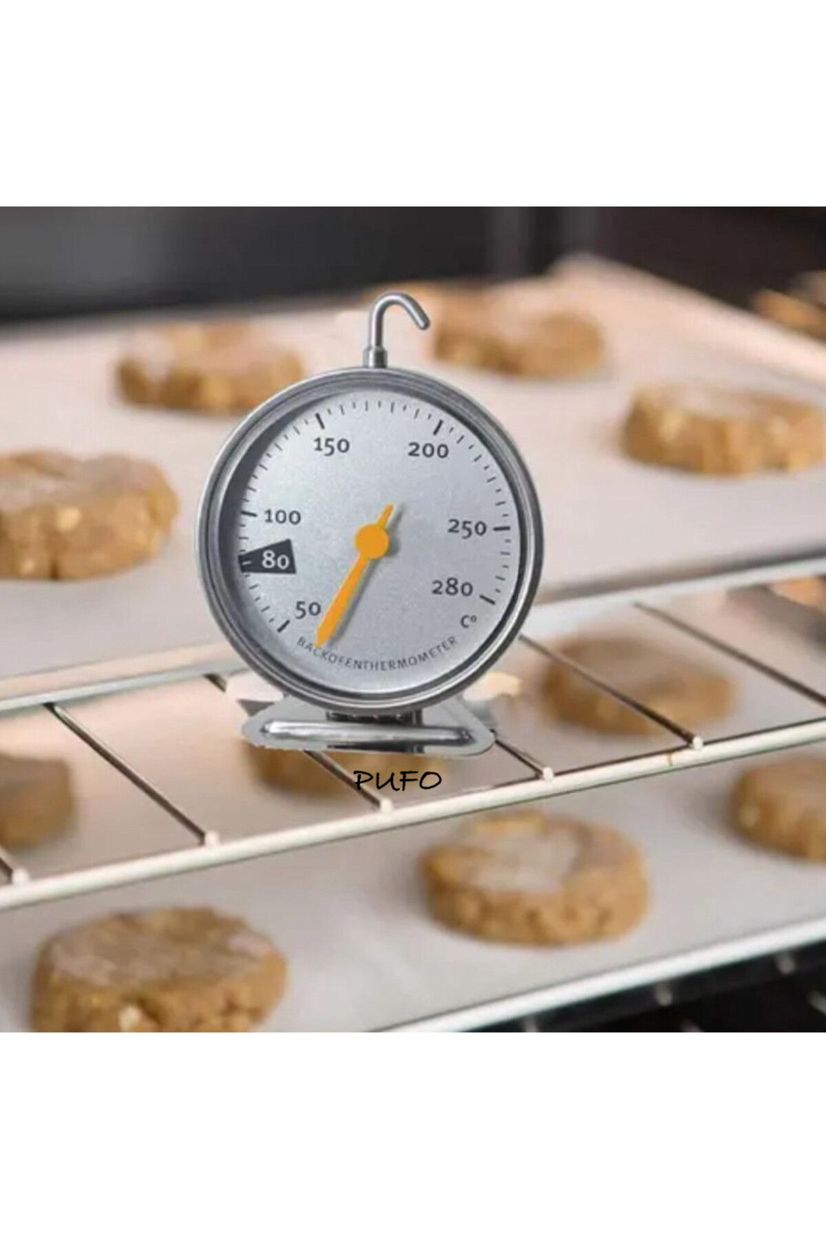 PUFO-Meat Analog Metal Thermometer With Hook For Oven, Measuring Range 50-280°c 5