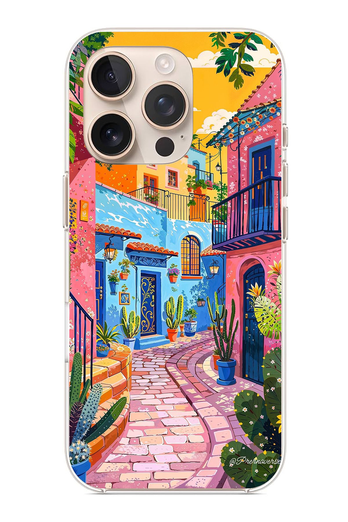 TechTree iPhone 16 Pro Max Uyumlu Renkli Sanat Sokak Silikon Kılıf