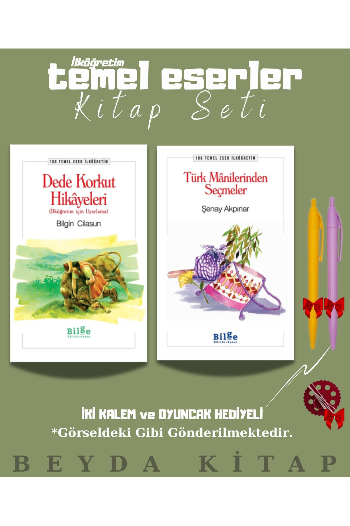Bilge Kültür Sanat Dede Korkut Hikayeleri - Türk Manileri - Oyuncak ve Kalem Hediyeli - 100 Temel Eser Kitap Seti