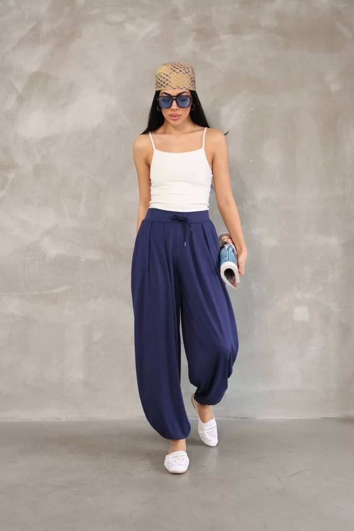 CVS Osy Modal Yumuşak Dokulu Kumaş Şalvar Pantalon - Lacivert