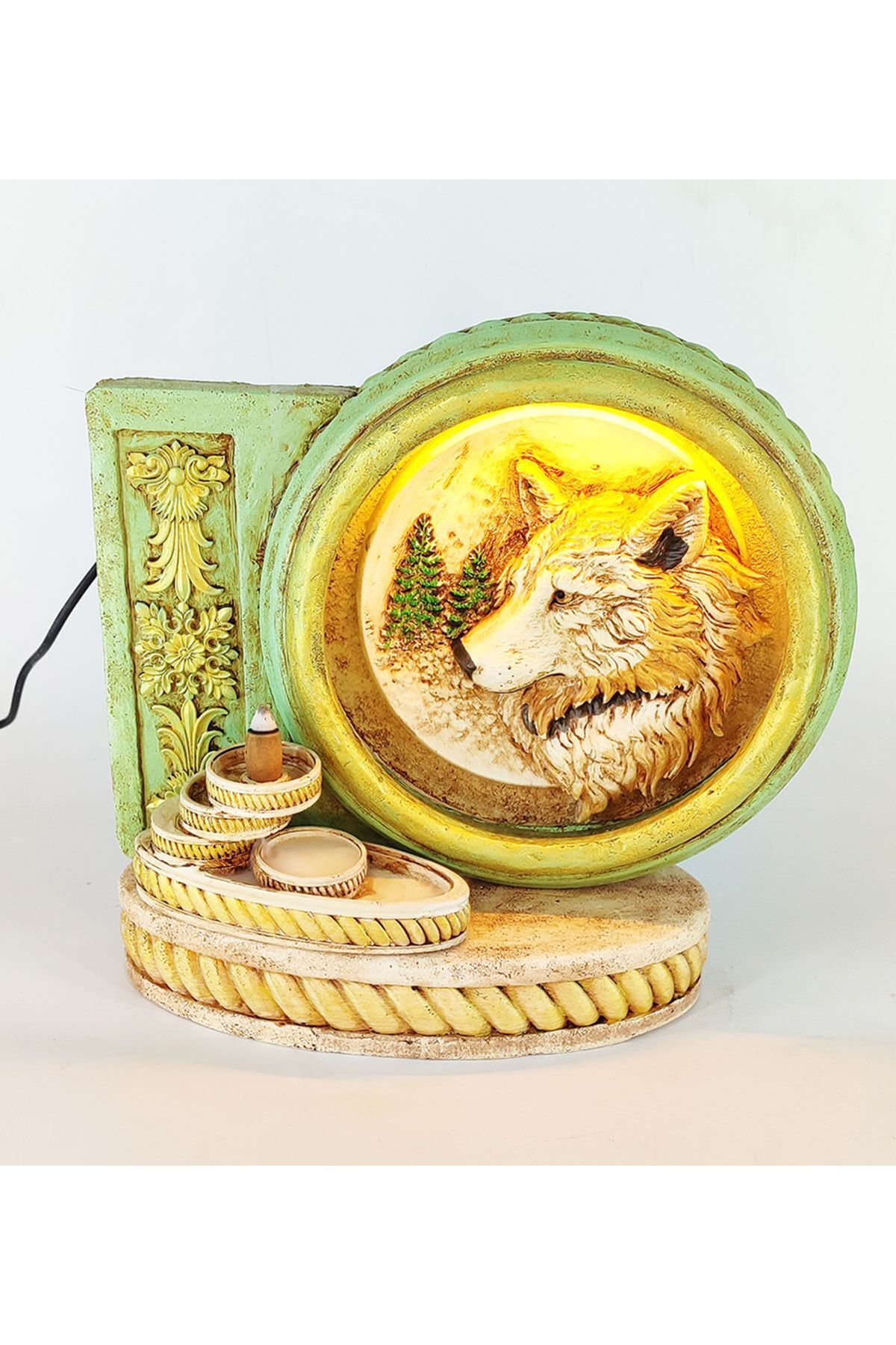 Craftmaket Barok Halka Kurt Tasarımı Geri Akış Tütsülük Işıklı