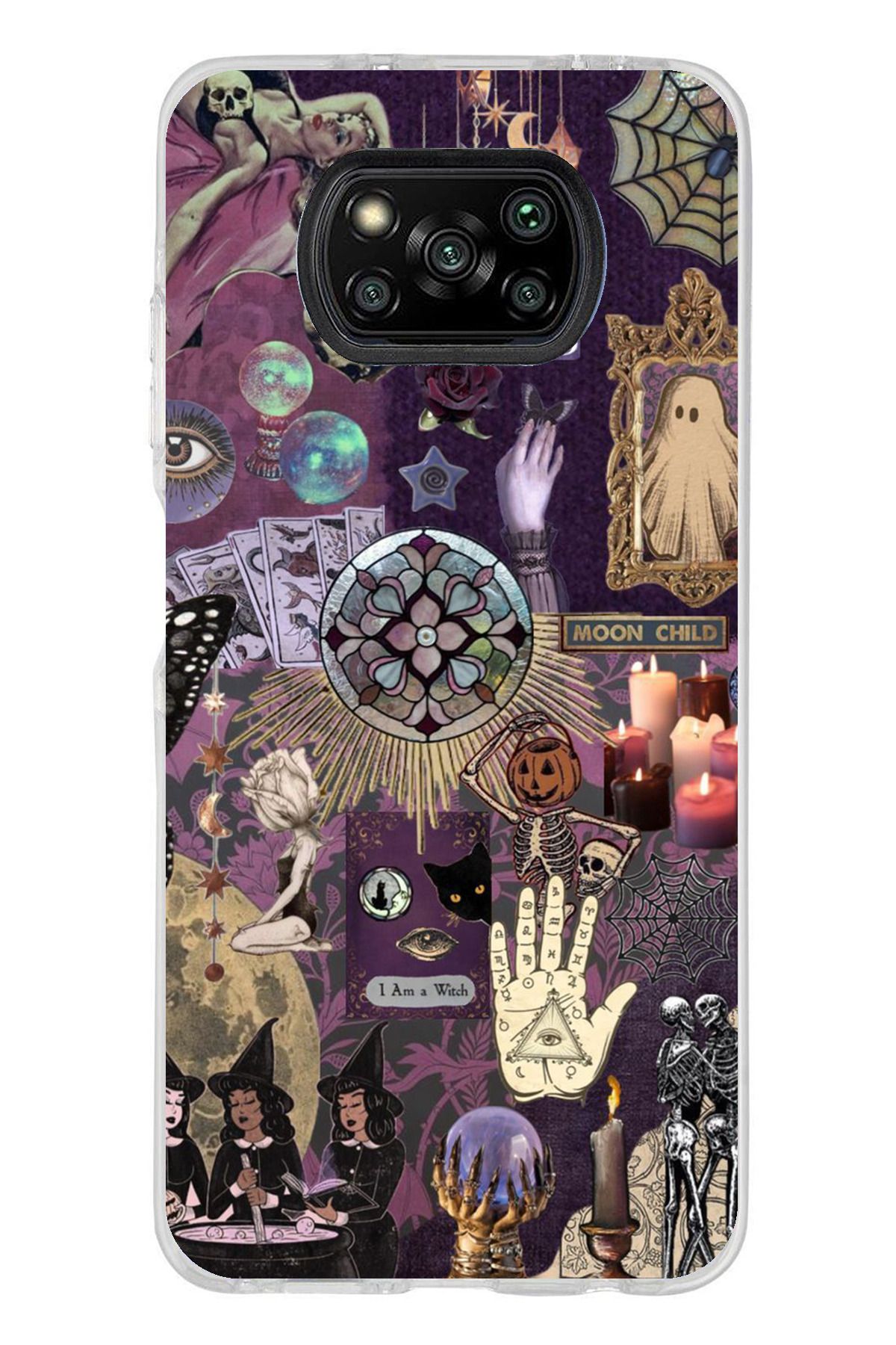 TechTree Poco X3 / NFC / PRO Uyumlu Hallowen Cadılar Astroloji Şeffaf Silikon Kılıf