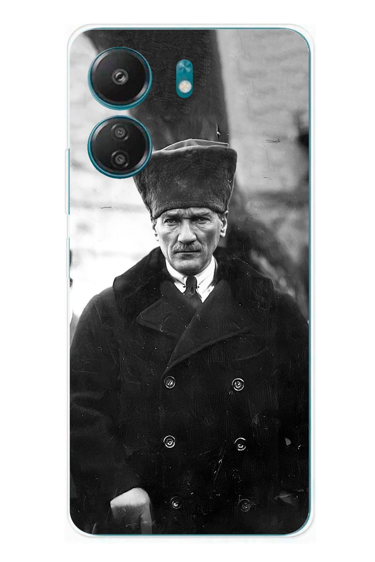 TechTree Redmi 13C Uyumlu Mustafa Kemal Atatürk Portre Şeffaf Silikon Kılıf