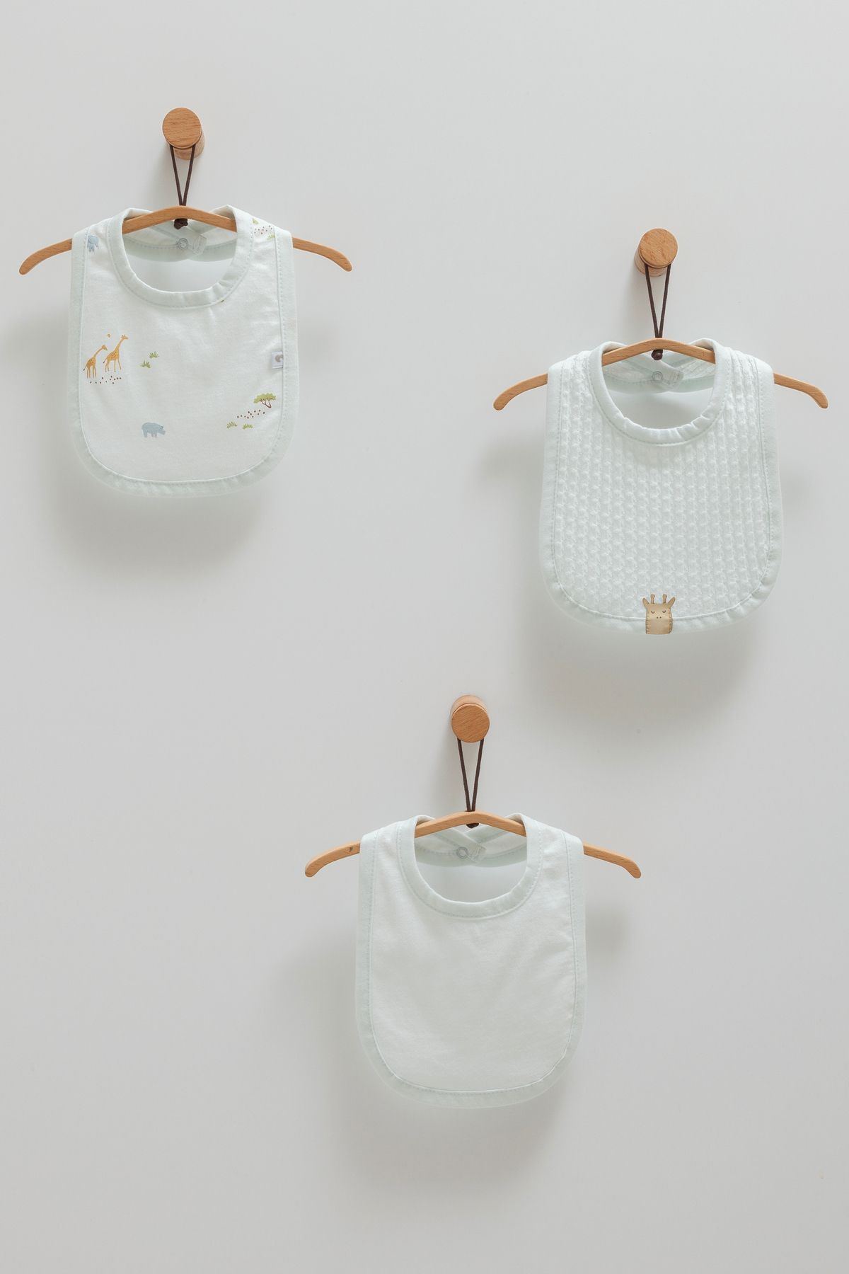 Caramell 3LÜ MAMA ÖNLÜK (0-6 AY BEBEKLER İÇİN UYUMLU) 3'lü Önlük %100 PAMUK Mama Önlüğü MAVİ RENK HEDİYELİK