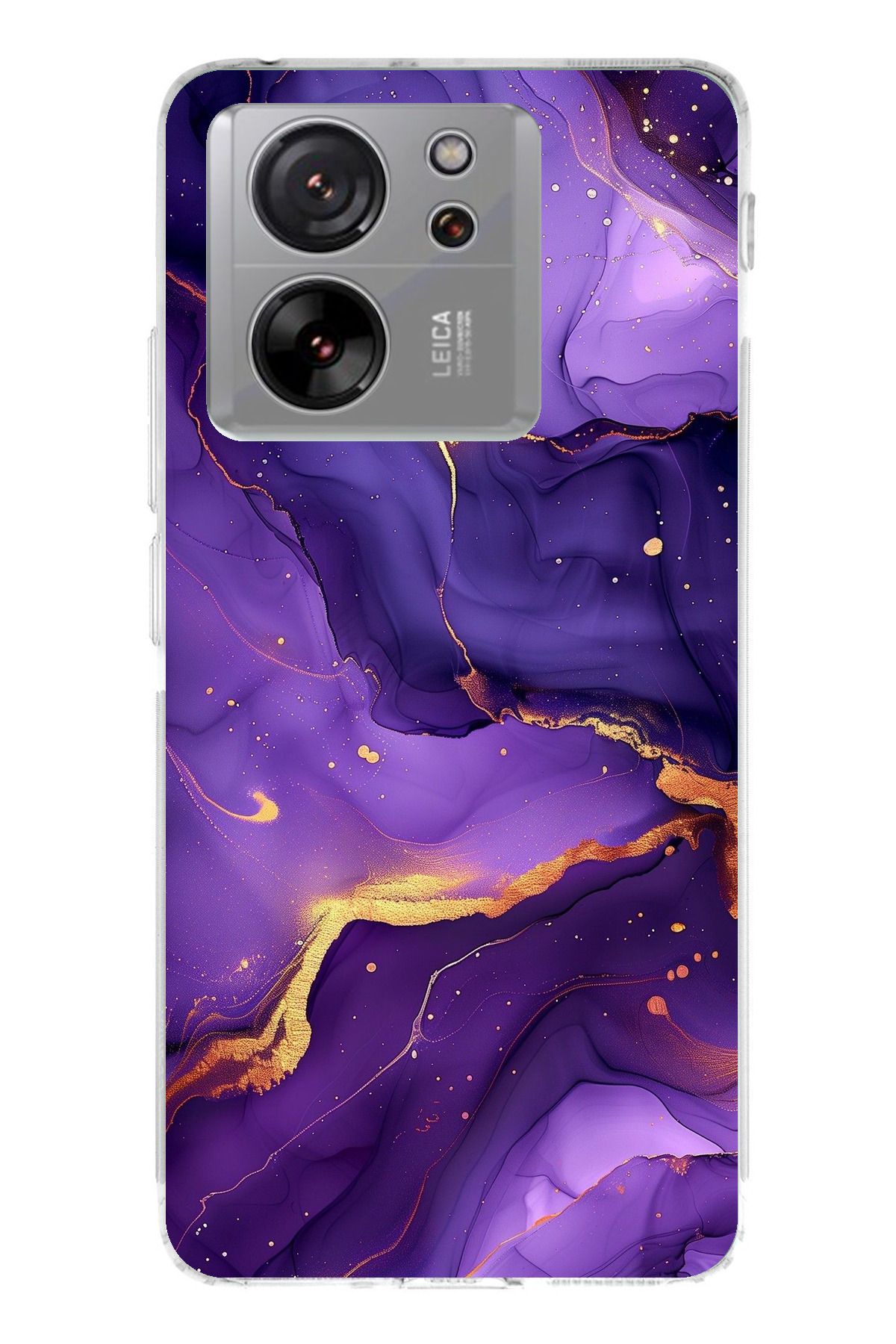 TechTree Mi 13T / 13T PRO Uyum Ametist Taşı Mor Mermer Şeffaf Silikon Kılıf