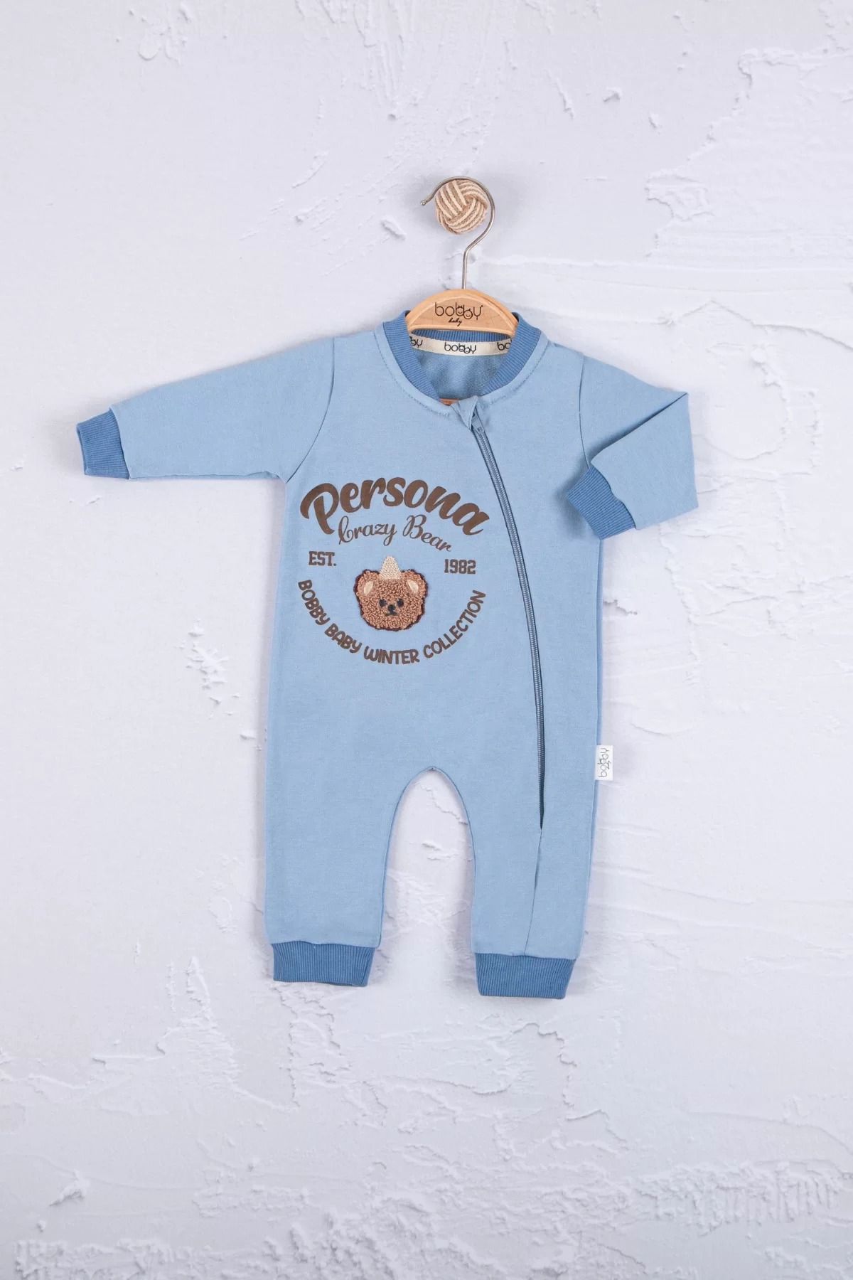 Shop58 Persona Bear Nakışlı % 100 Pamuk Erkek Bebek Tulum