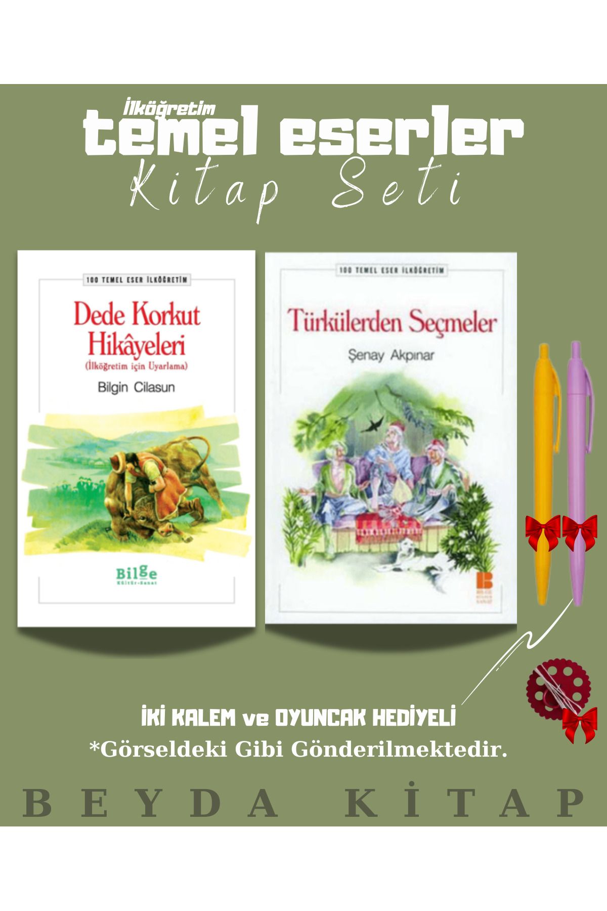 Bilge Kültür Sanat Dede Korkut Hikayeleri - Türkülerden - Oyuncak ve Kalem Hediyeli - 100 Temel Eser Kitap Seti