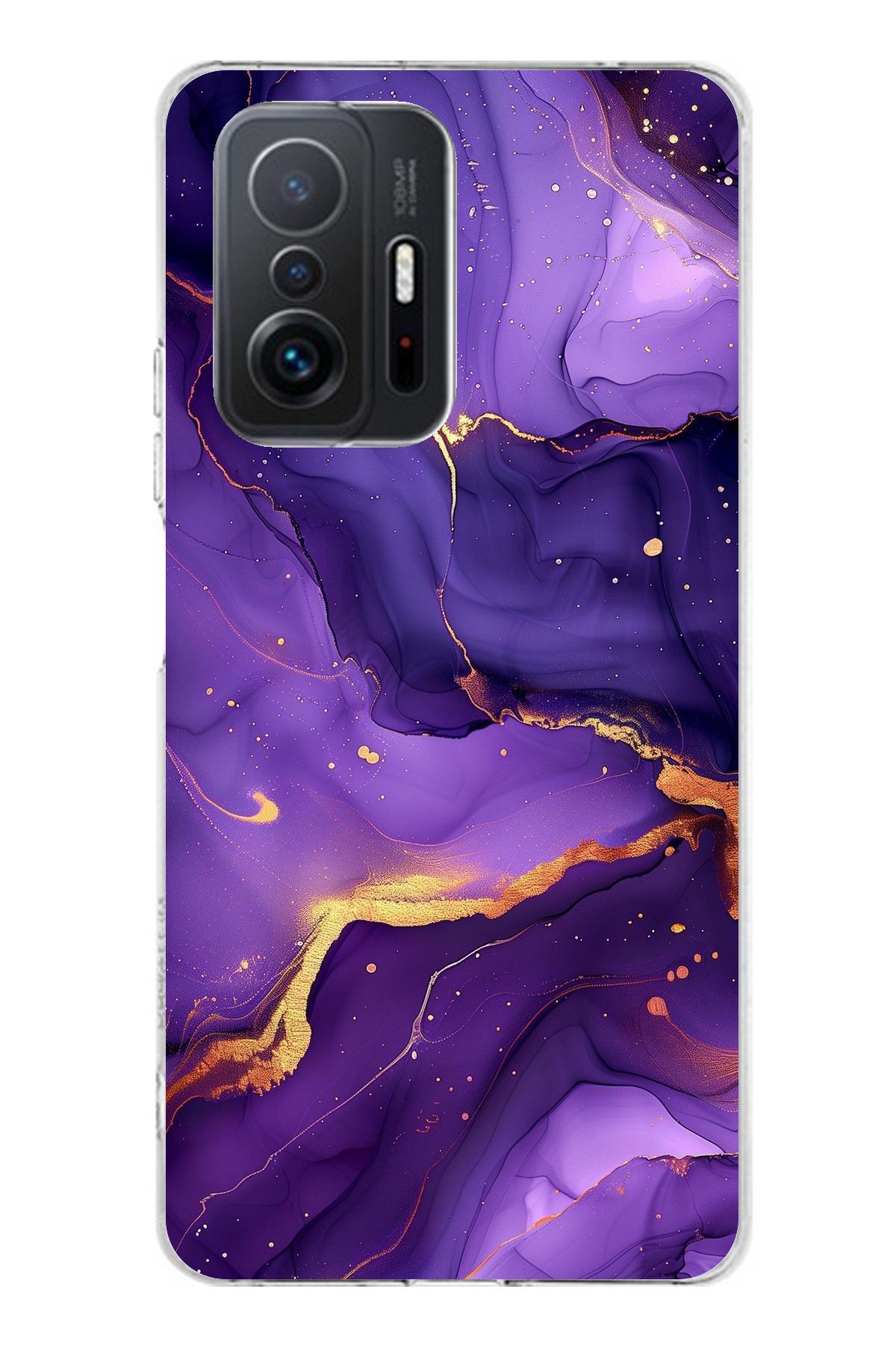 TechTree Mi 11T / 11T PRO Uyum Ametist Taşı Mor Mermer Şeffaf Silikon Kılıf
