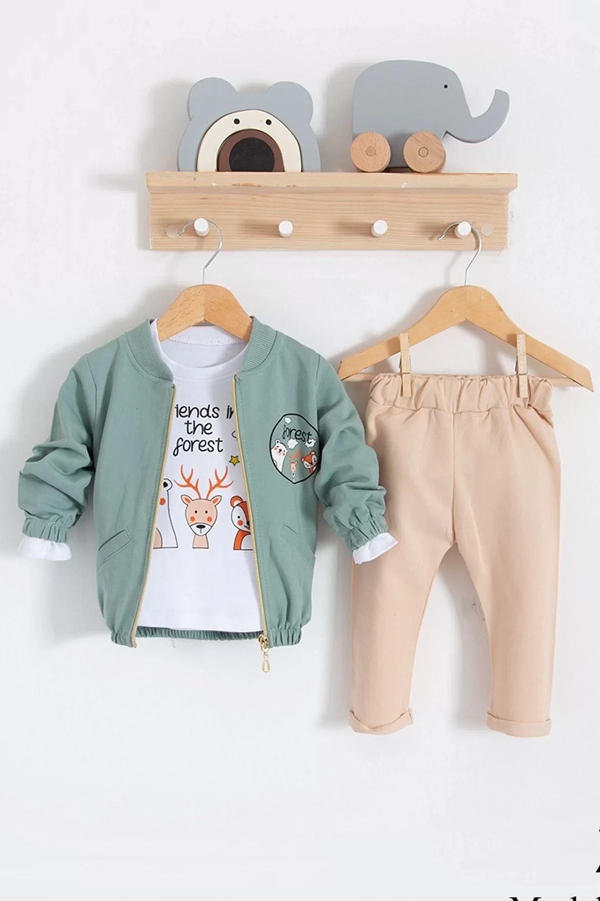 Shop58 Forest Hırkalı 3'lü % 100 Pamuk Erkek Bebek Takımı