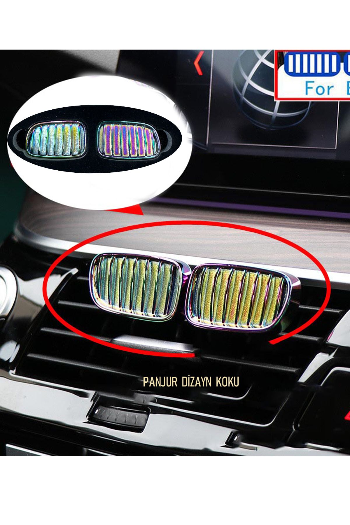XMOD Bmw Izgara Kokusu Karışık Renk Panjur Dizayn Metal İki Adet Yedek Kokulu