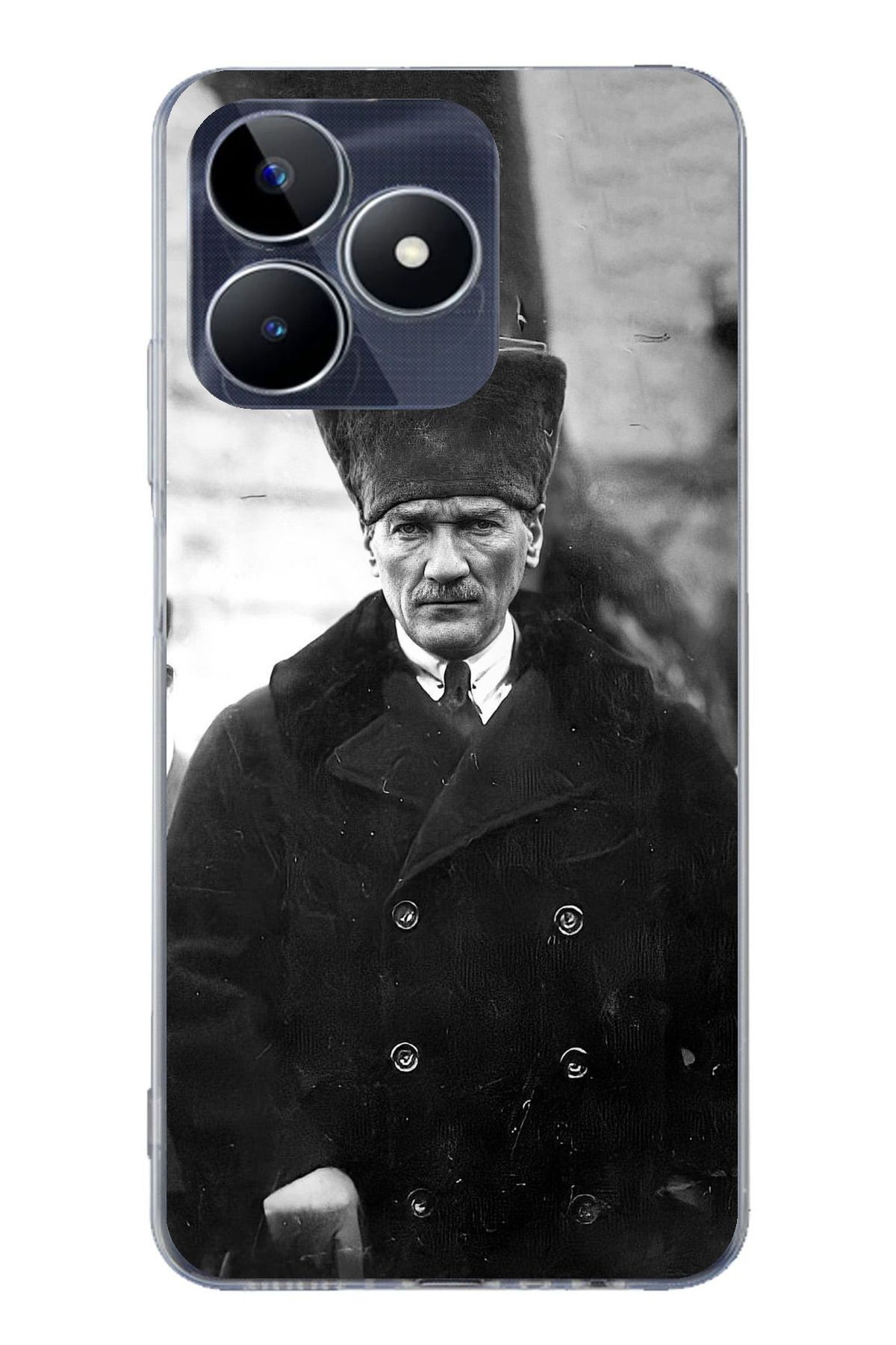 TechTree Realme C53 Uyumlu Mustafa Kemal Atatürk Portre Şeffaf Silikon Kılıf
