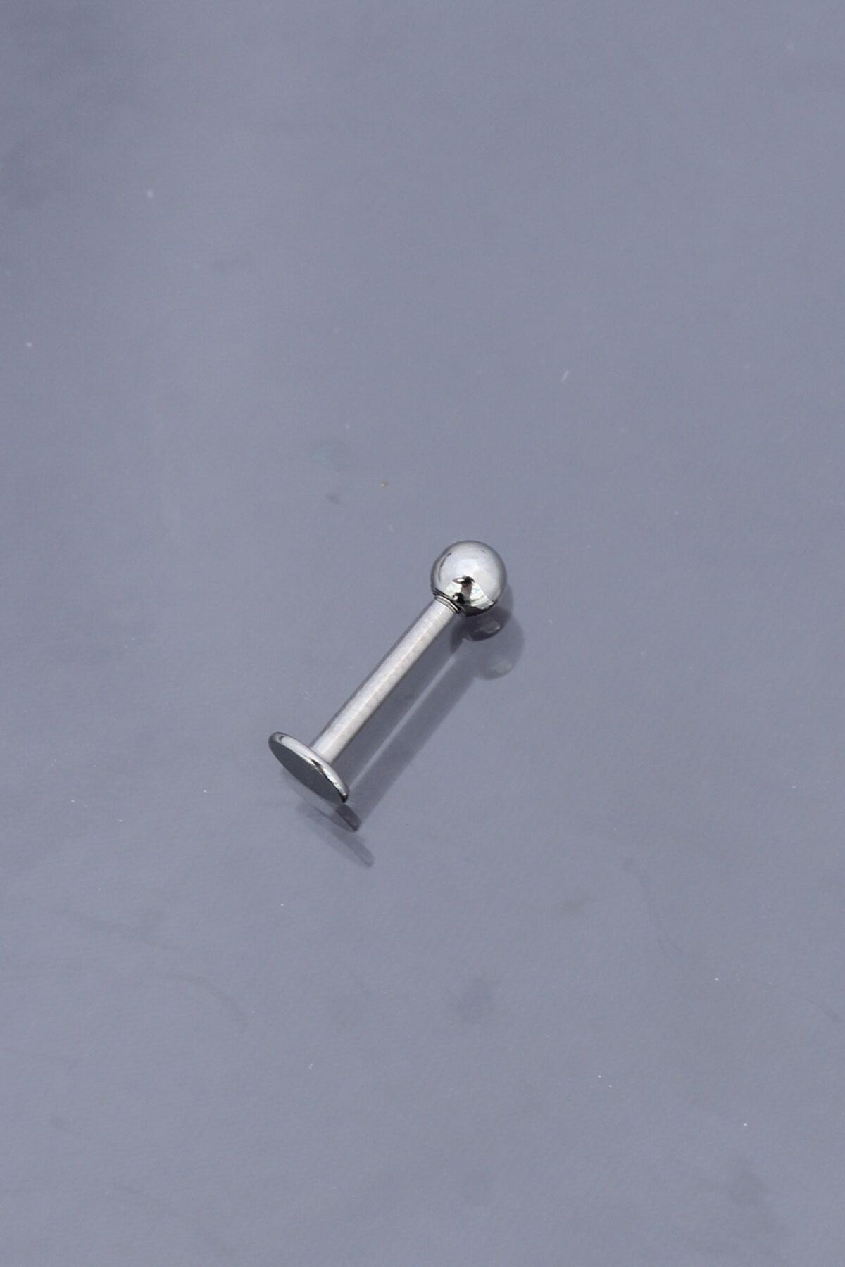 E BULURUM Silver Renk Düz Bar Tek Taraflı Top Model 316L Cerrahi Çelik Piercing